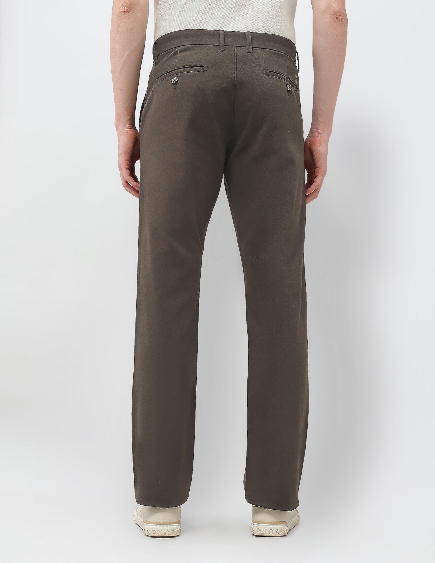 Solid Riley Straight Fit Trousers Dark Brown - U.S. Polo Assn. India | Large
