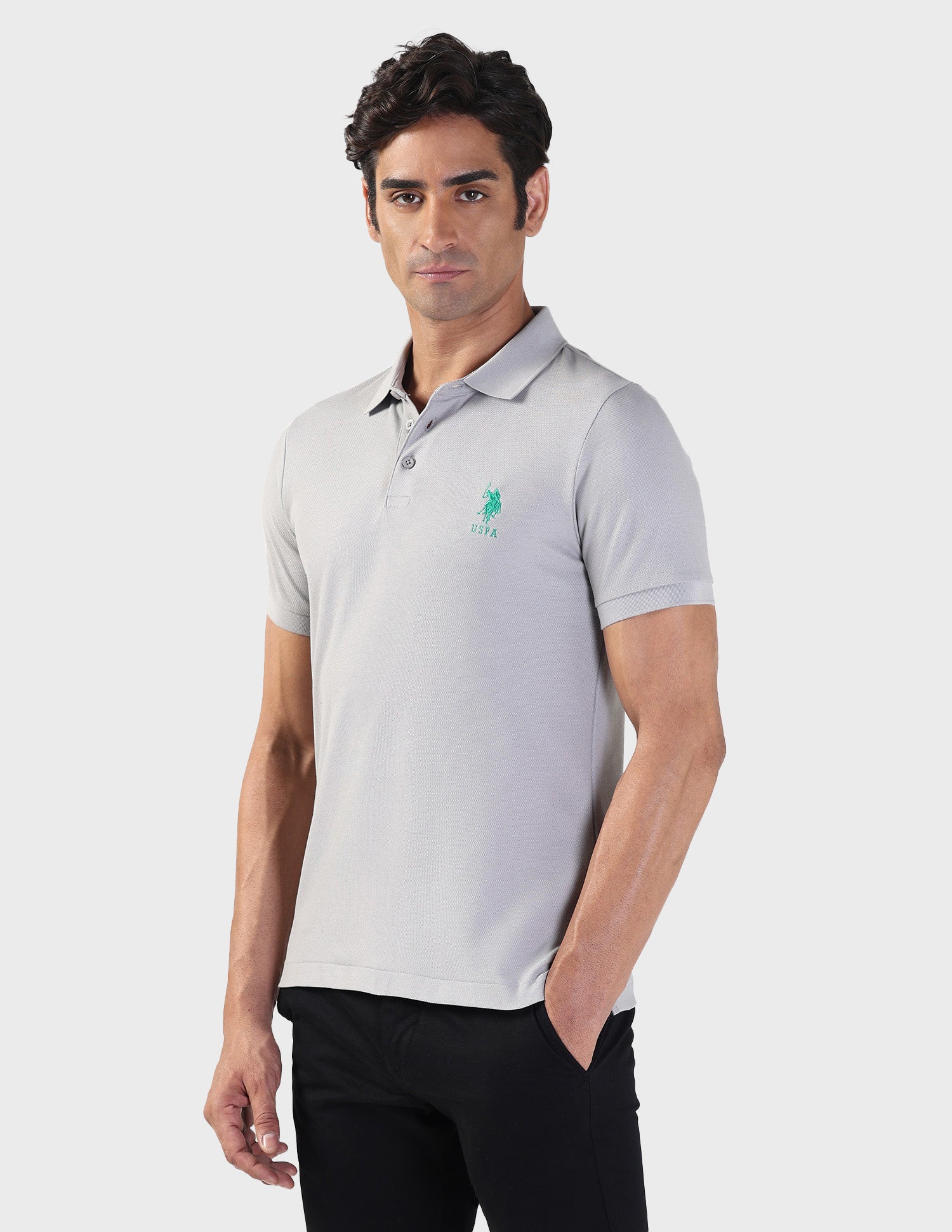 Liquid Cotton Slim Polo Shirt Grey - U.S. POLO ASSN. | Large