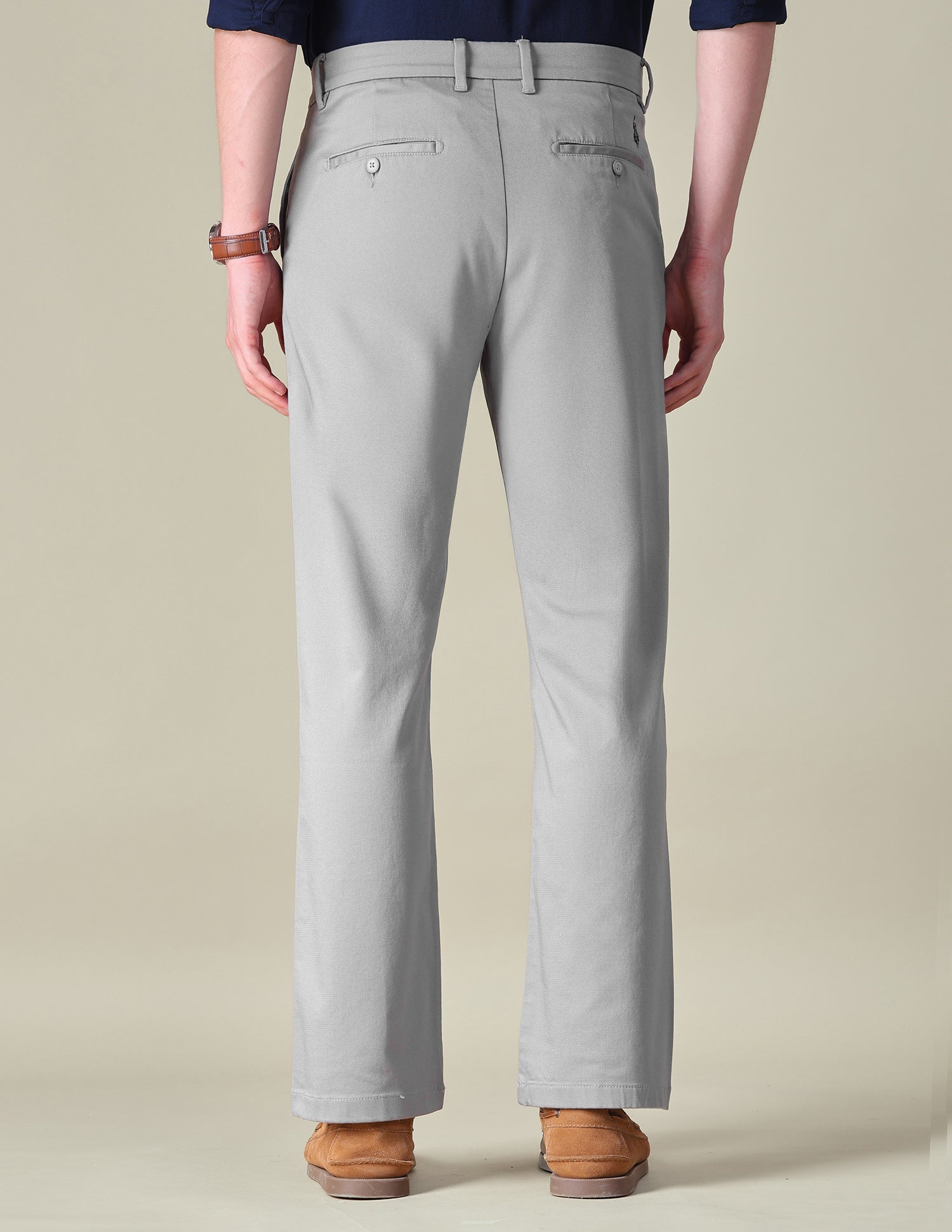 Dobby Riley Straight Fit Trousers Grey - U.S. POLO ASSN. | Large