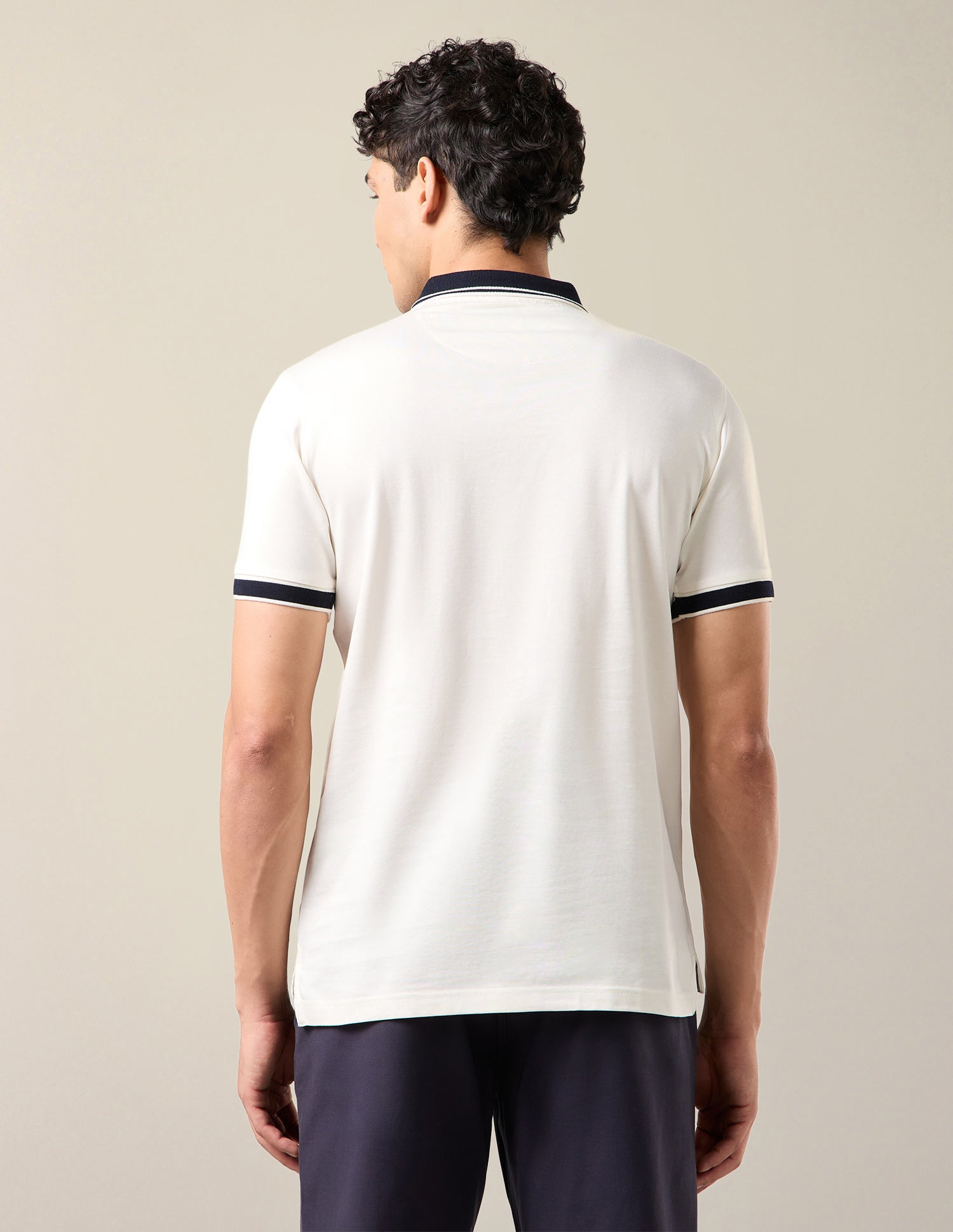 Solid Slim Fit Polo Shirt Off White - U.S. Polo Assn. India | Large