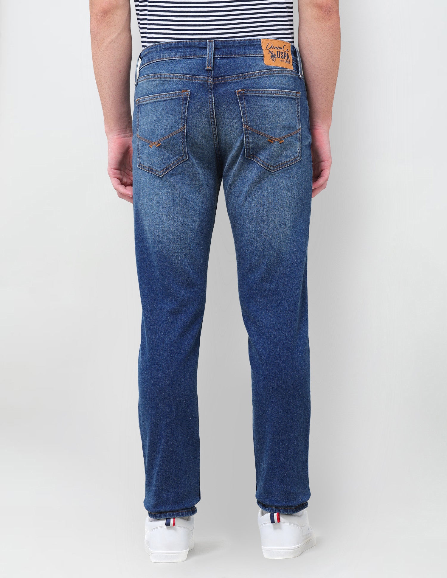 Brandon Slim Tapered Fit Blue Jeans Mid Blue - U.S. Polo Assn. India | Large