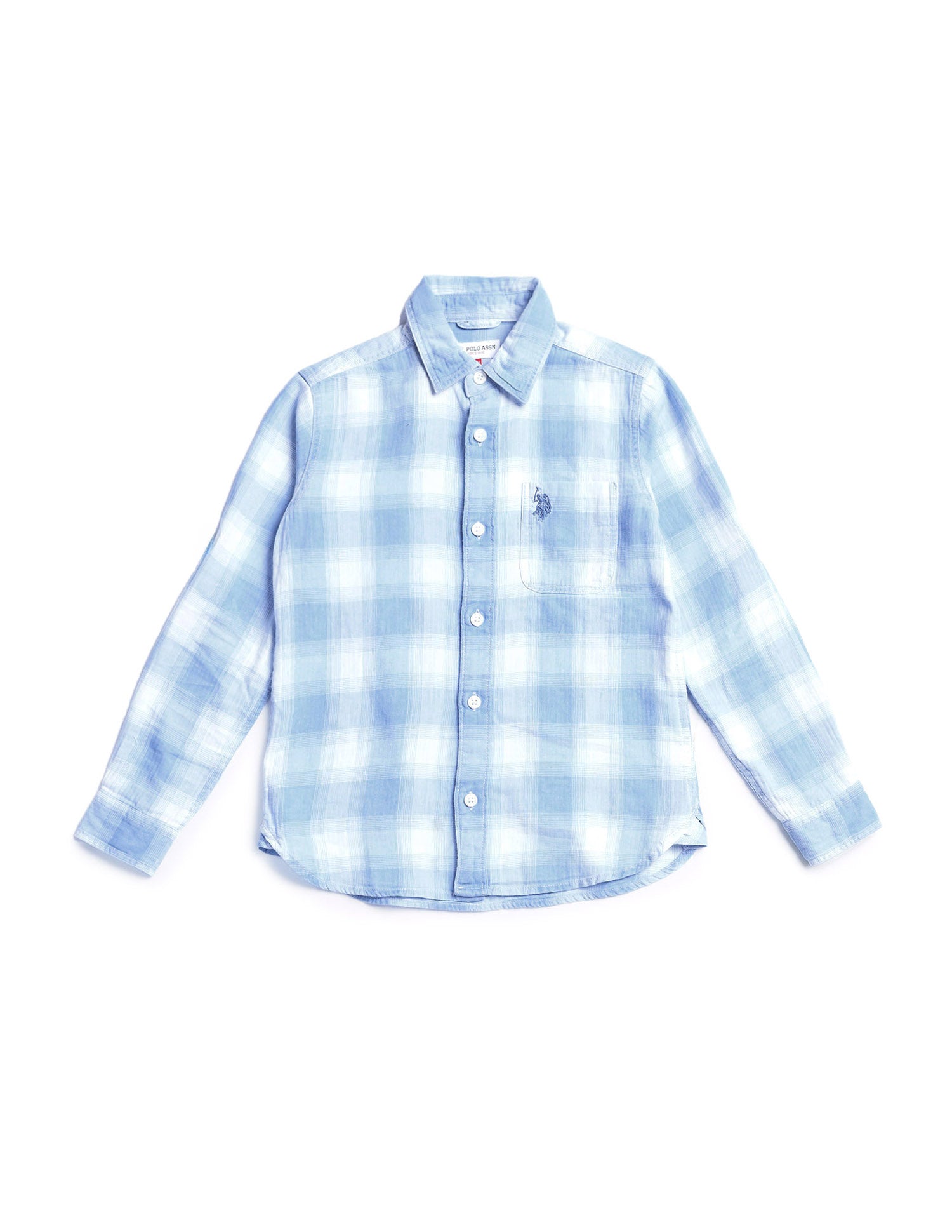 Boys Dobby Regular Fit Shirt Light Indigo - U.S. POLO ASSN. | Large