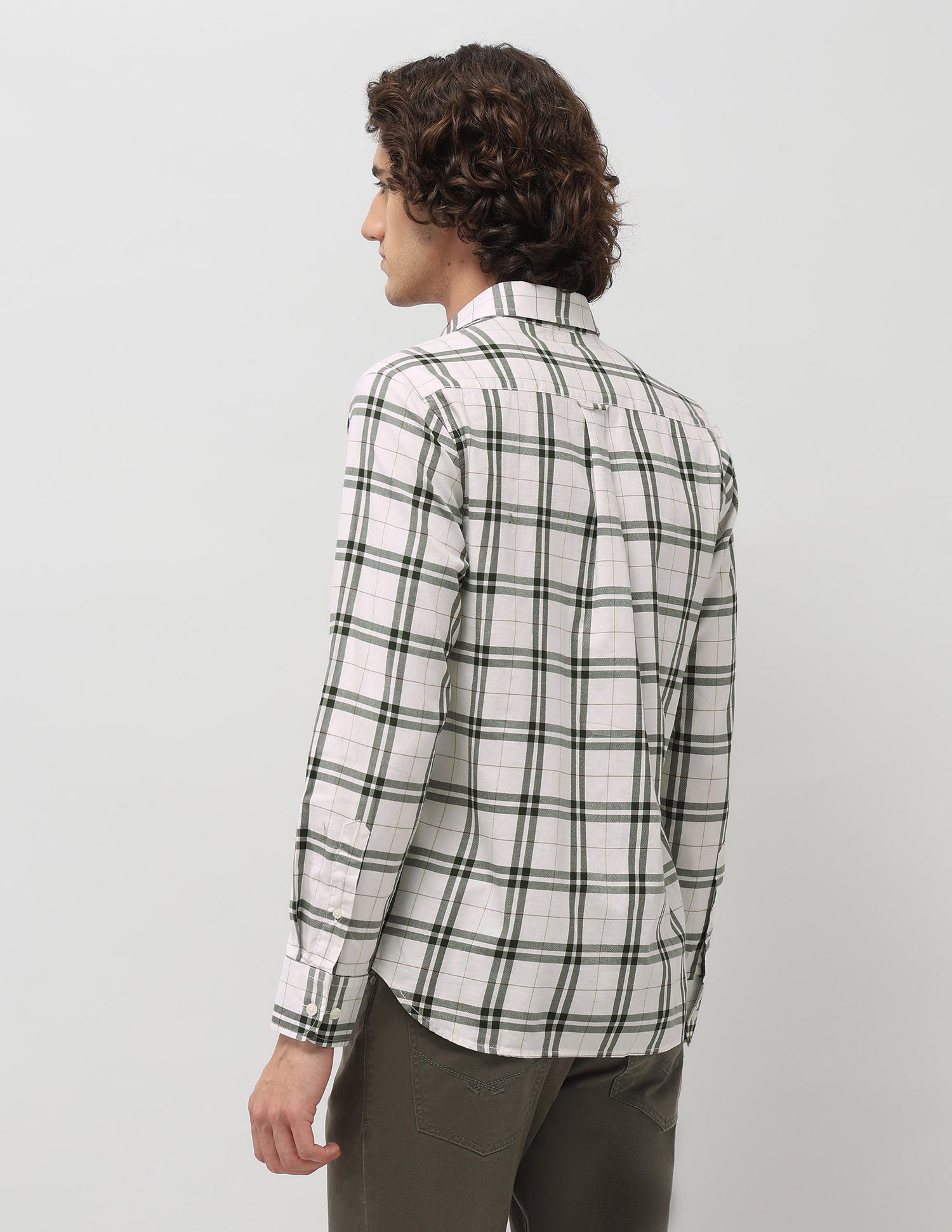 Grid Tattersall Checked Tailored Fit Shirt Dark Olive - U.S. POLO ASSN. | Large