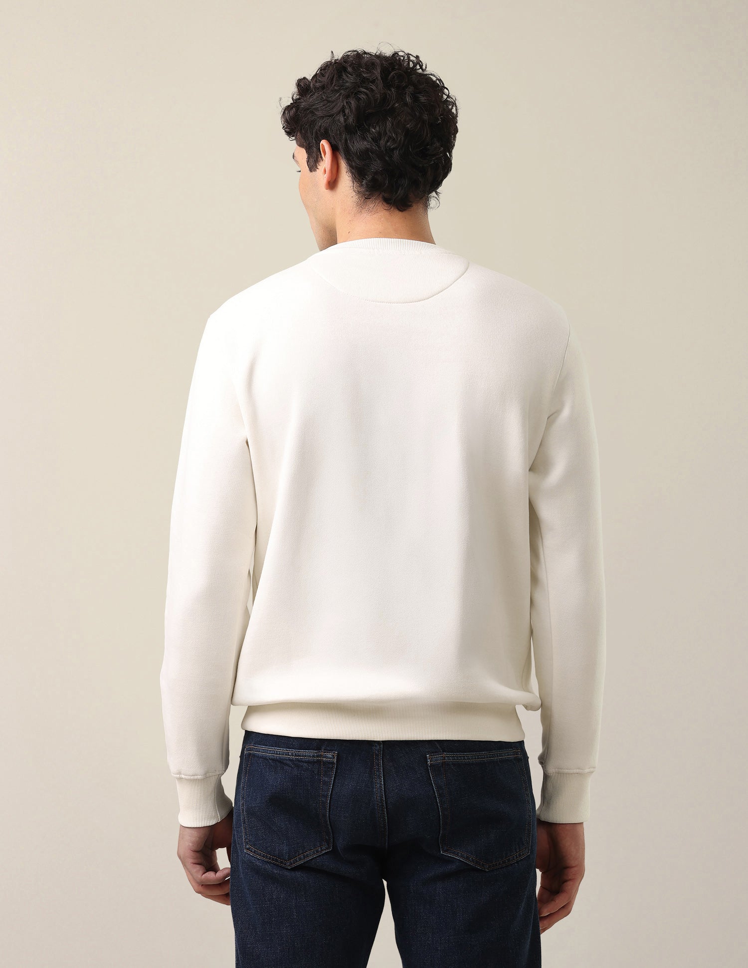 Brand Embroidered Slim Fit Sweatshirt Off White - U.S. Polo Assn. India | Large