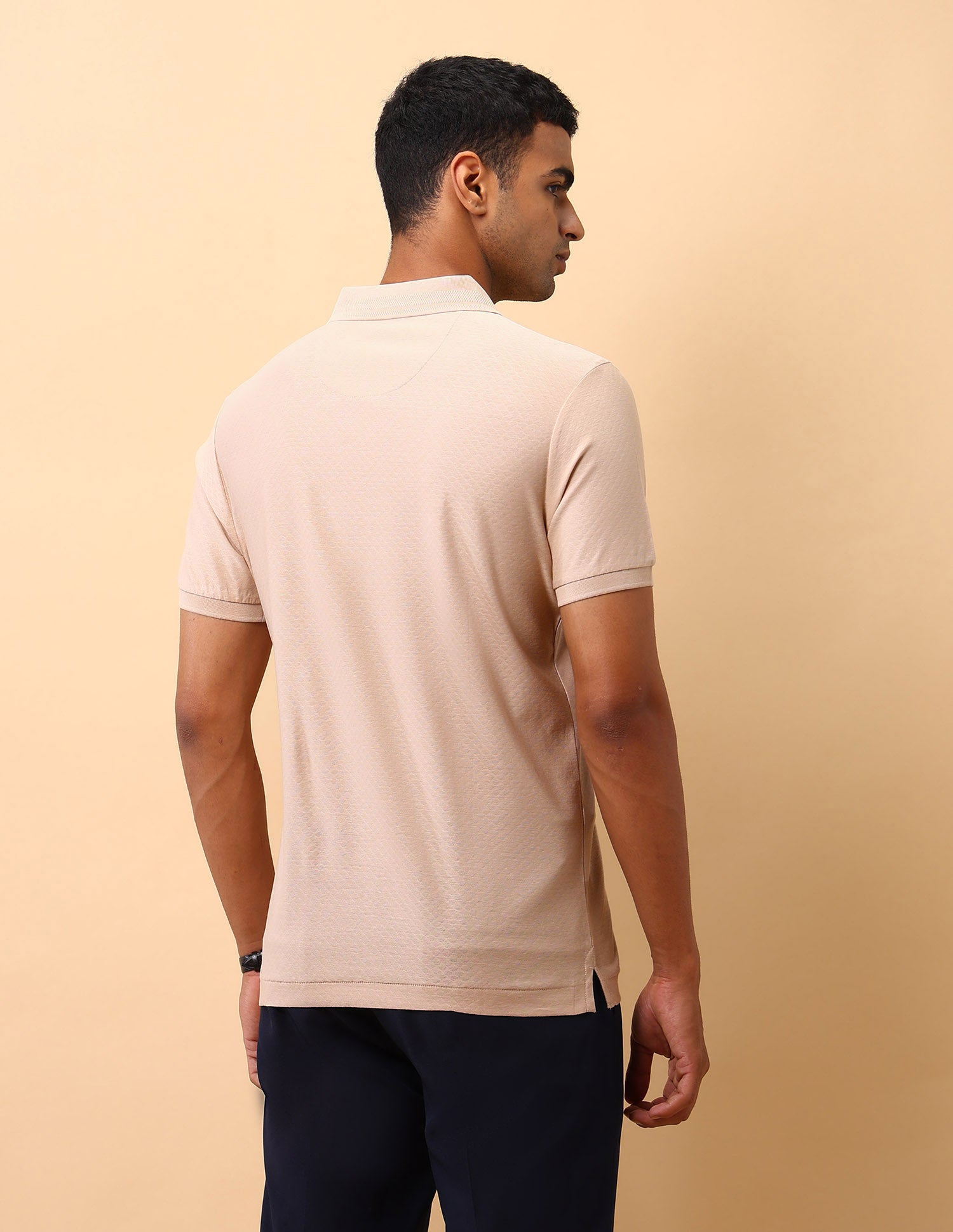 Textured Pure Cotton Polo Shirt Beige - U.S. Polo Assn. India | Large