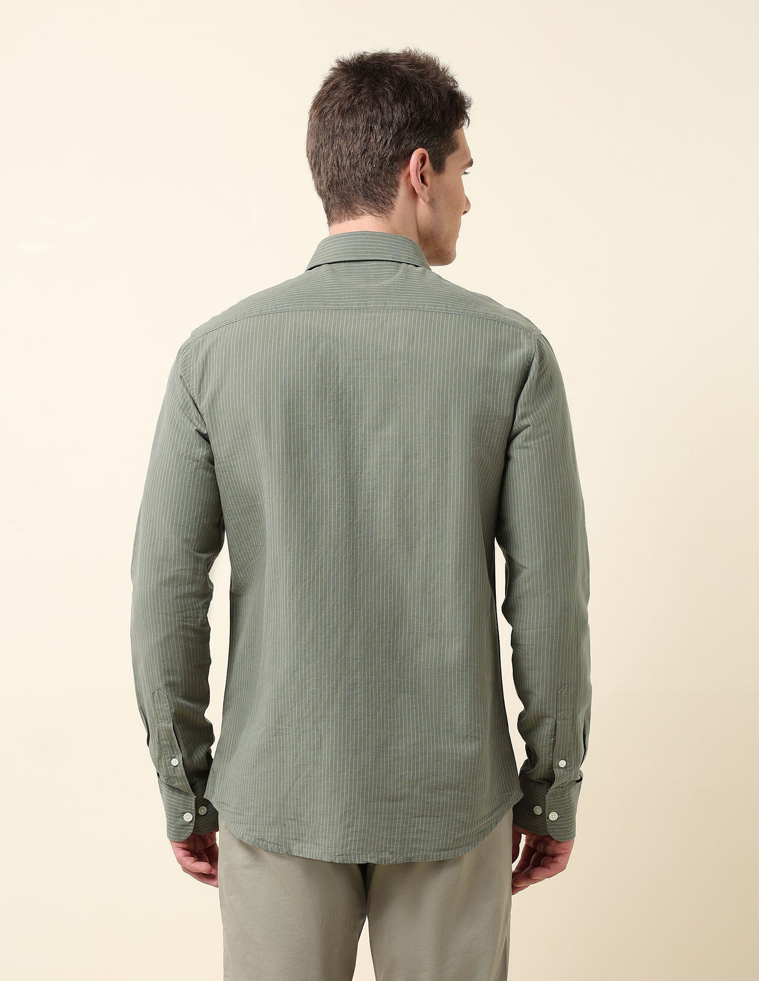 Pinstriped Tailored Fit Shirt Light Green - U.S. Polo Assn. India | Large