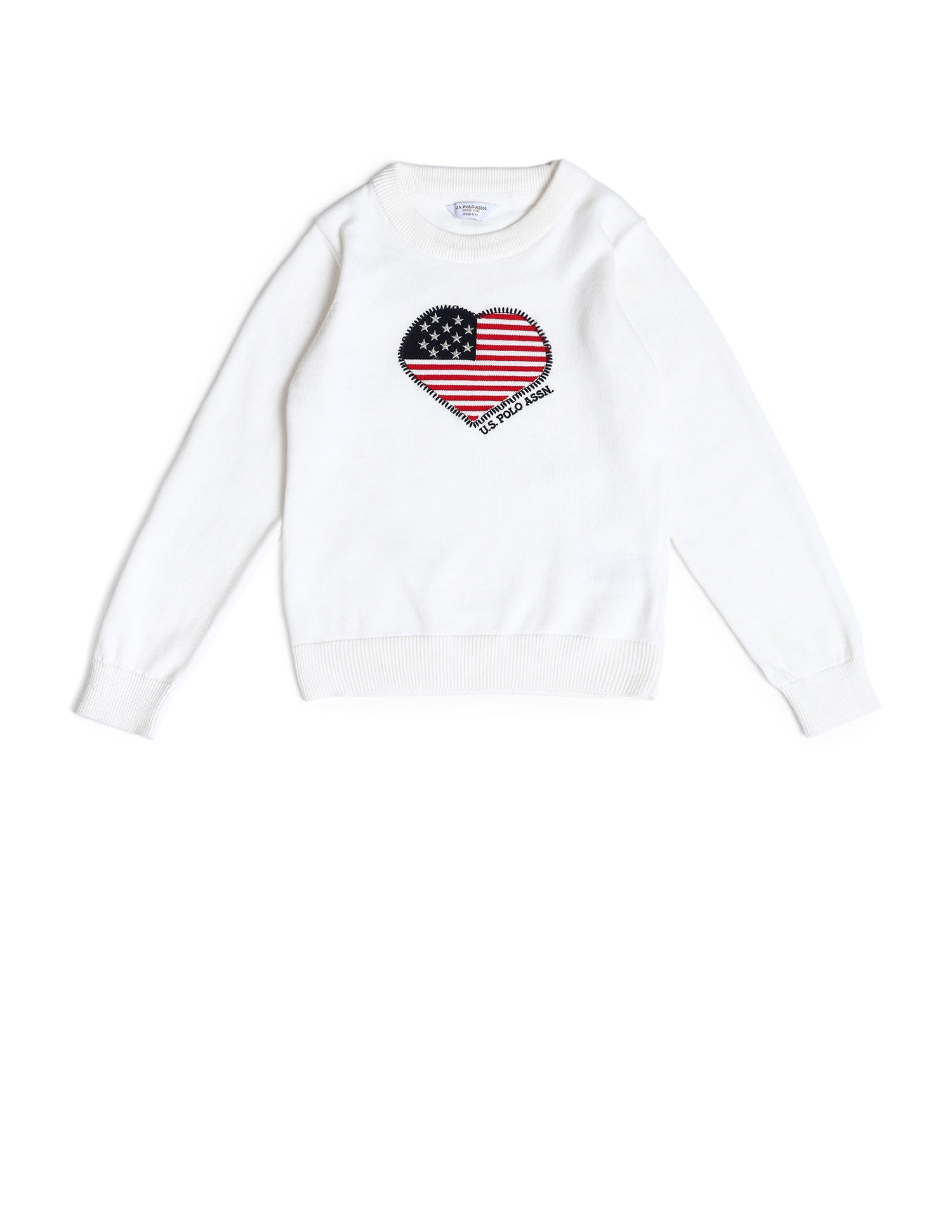 Girls Regular Fit Graphic Printed Sweater Off White - U.S. POLO ASSN. | Large