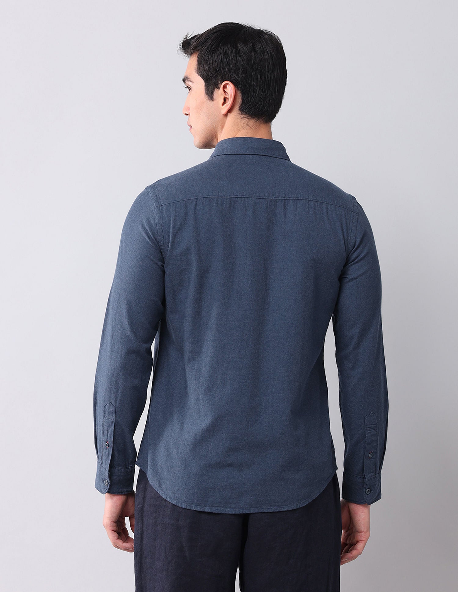 Regular Fit Chambray Solid Shirt Blue - U.S. Polo Assn. India | Large
