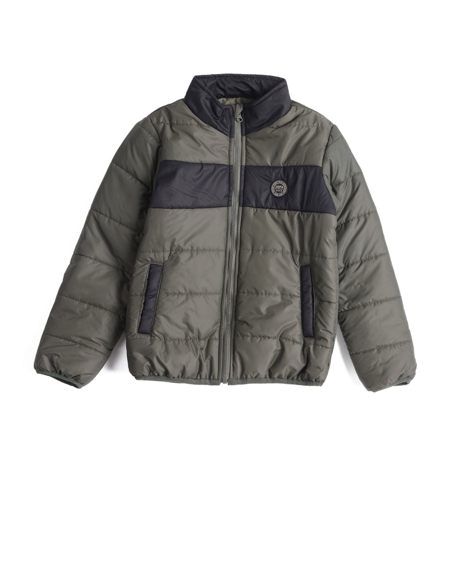 Boys Solid Stand Collar Jacket Medium Green - U.S. POLO ASSN. | Large