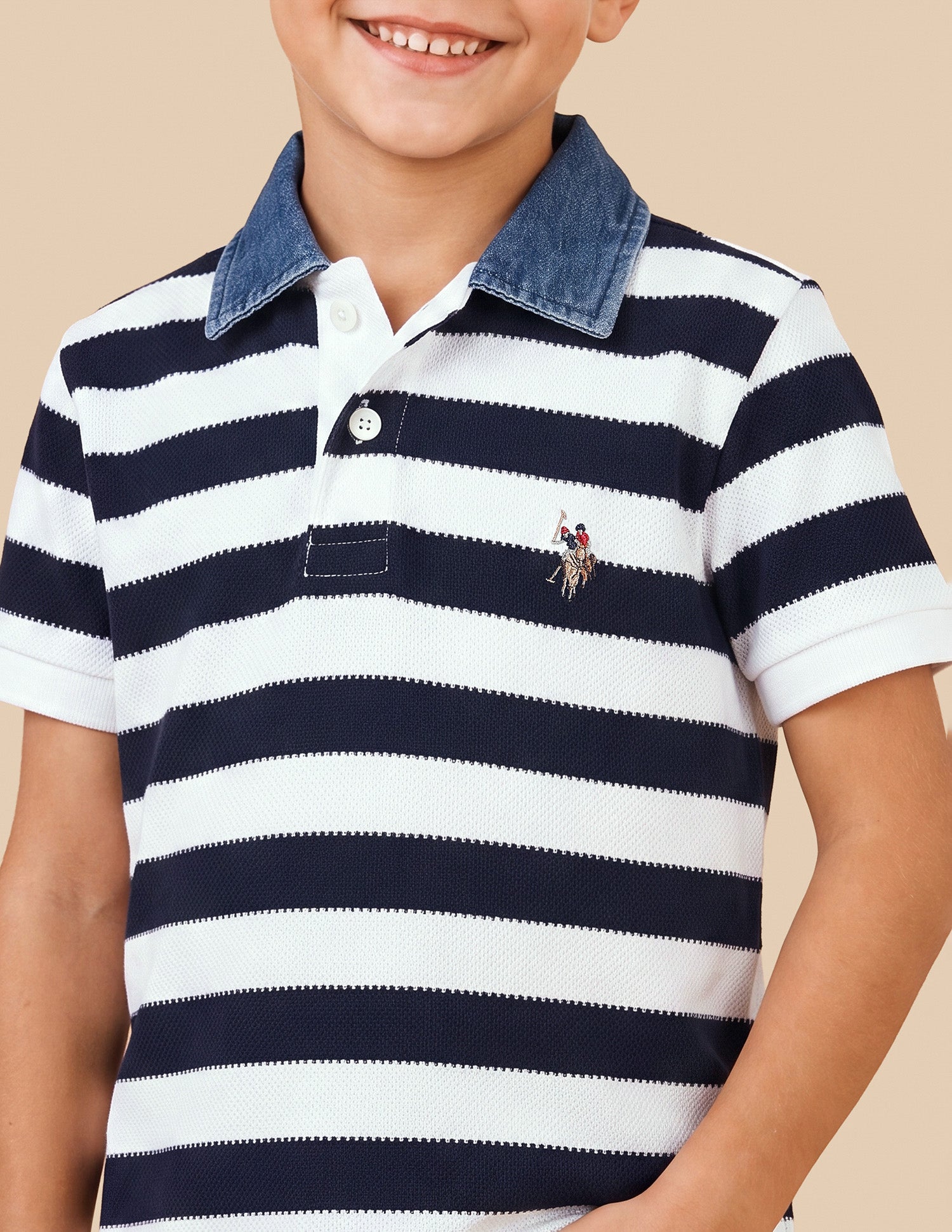 Horizontal Striped Regular Fit Polo Shirt Navy - U.S. Polo Assn. India | Large