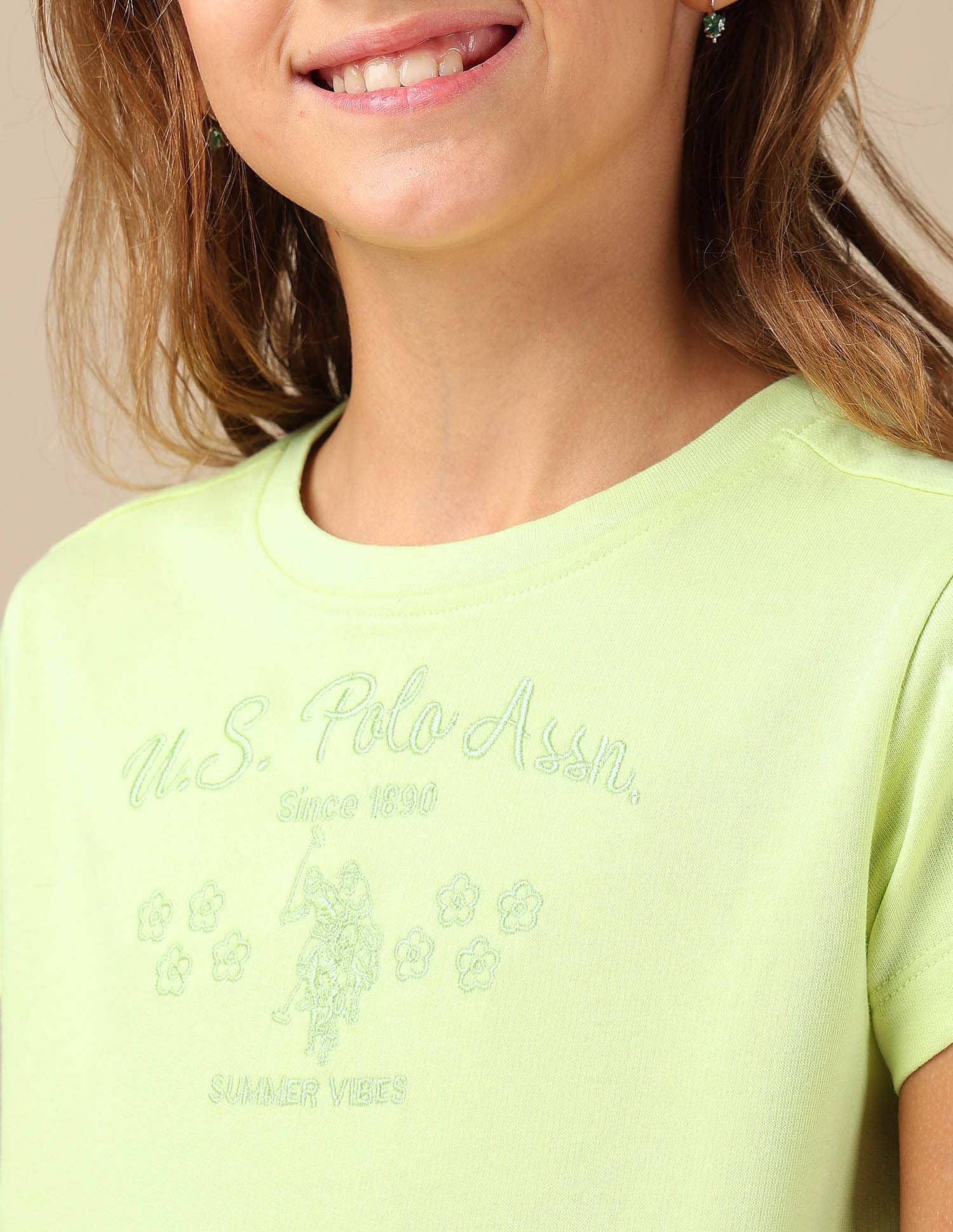 Girls Brand Embroidered Blousan T-Shirt Yellow - U.S. POLO ASSN. | Large