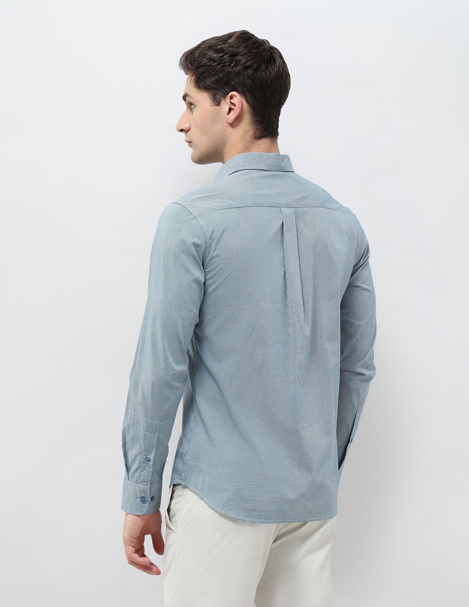 Regular Fit Micro Checked Shirt Teal - U.S. POLO ASSN. | Large