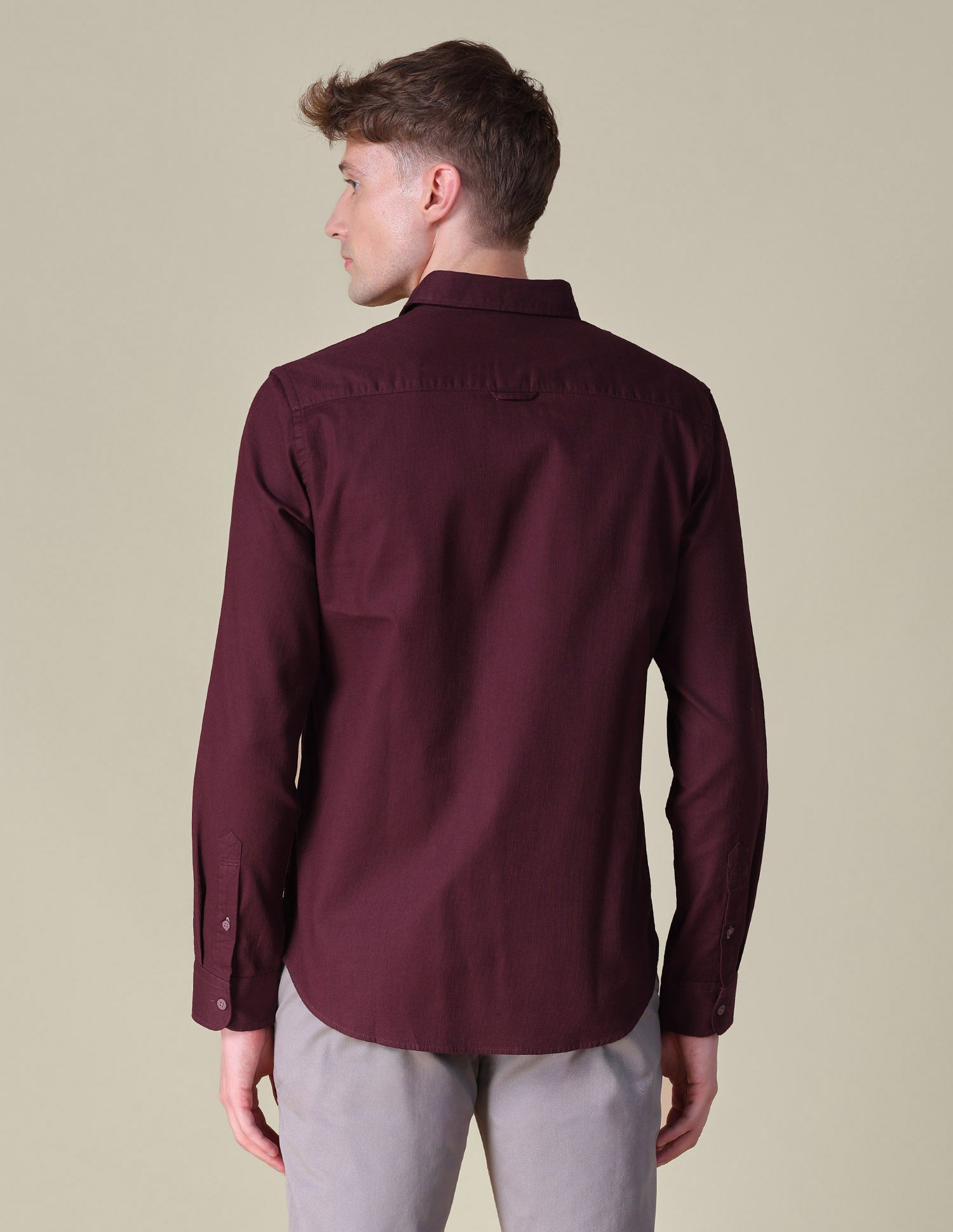 Dobby Textured Shirt Maroon - U.S. POLO ASSN. | Large