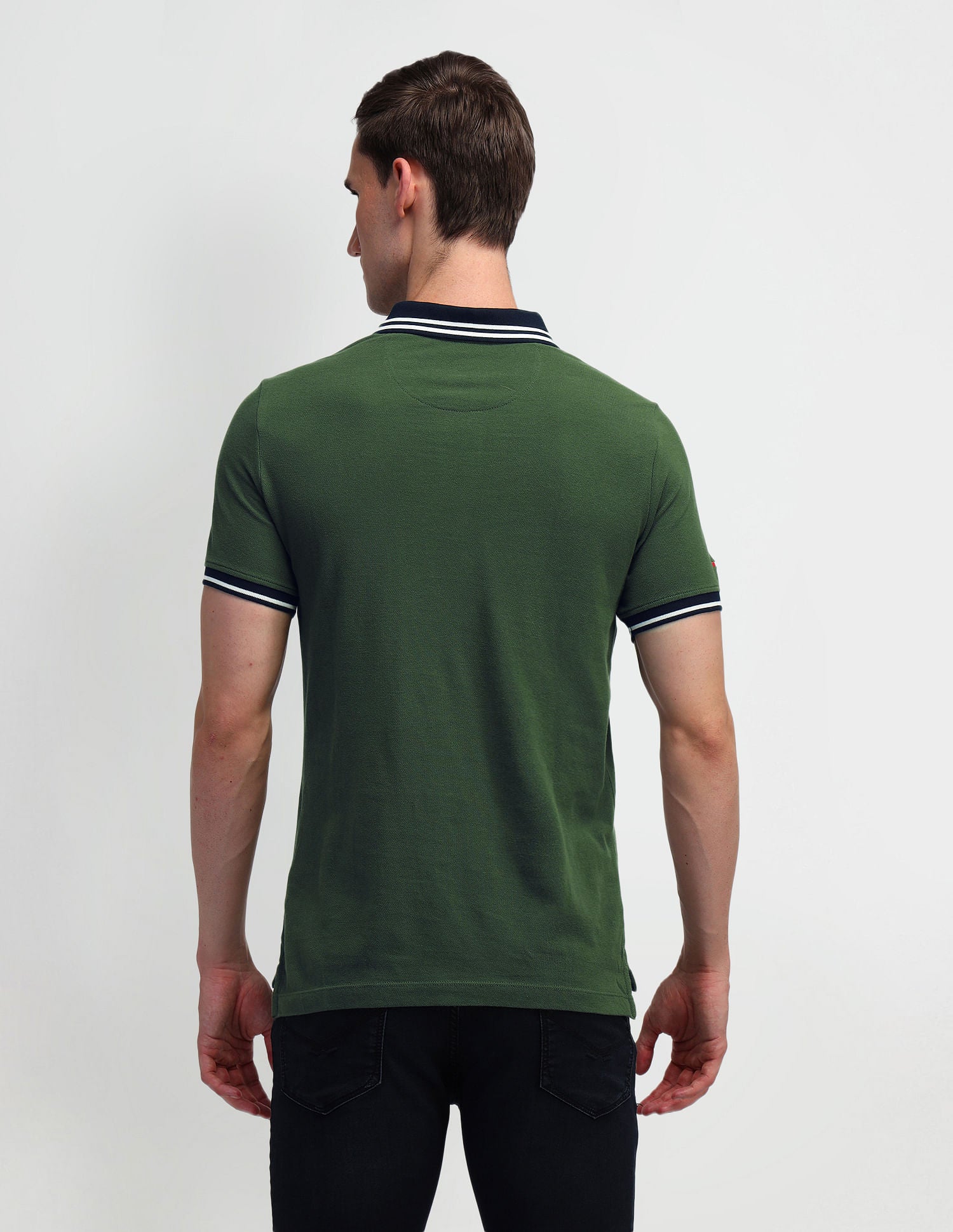 Horizontal Striped Slim Fit Polo Shirt Olive - U.S. Polo Assn. India | Large