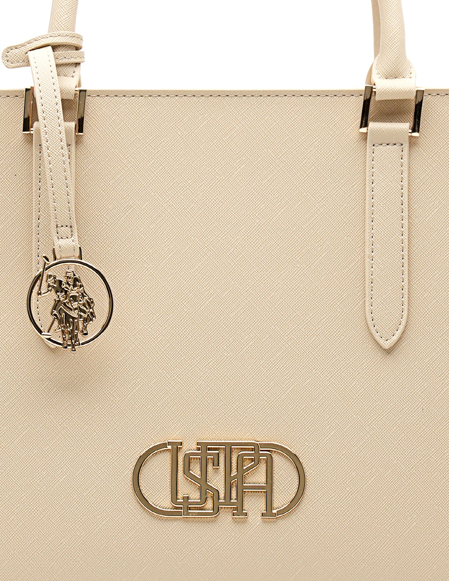 Lenda Textured Satchel Bag Nude - U.S. POLO ASSN. | Large
