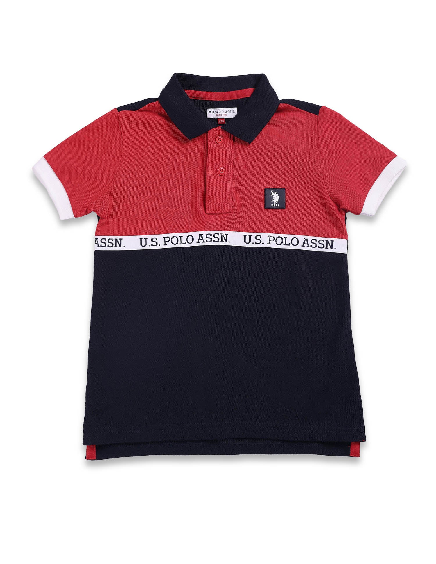 Boys Colour Block Polo Shirt Red and Navy - U.S. POLO ASSN. | Large