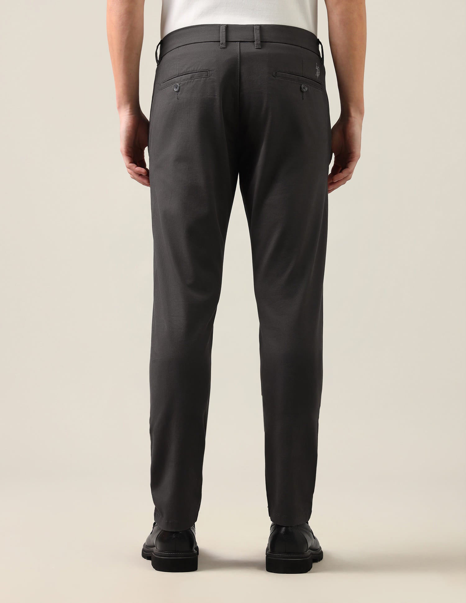 Austin Slim Fit Twill Trousers Grey - U.S. Polo Assn. India | Large