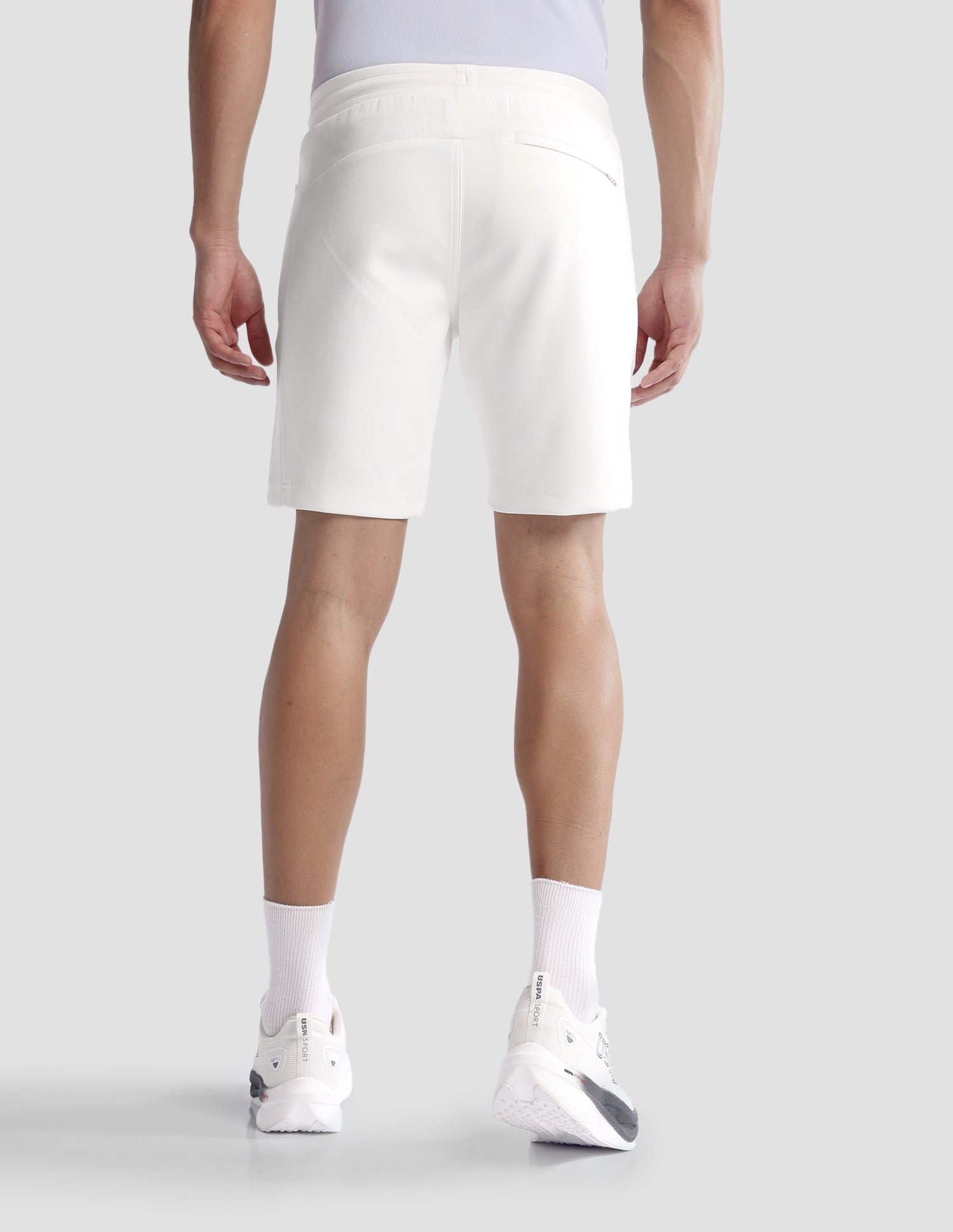 Mid Rise Solid Active Shorts Off White - U.S. Polo Assn. India | Large
