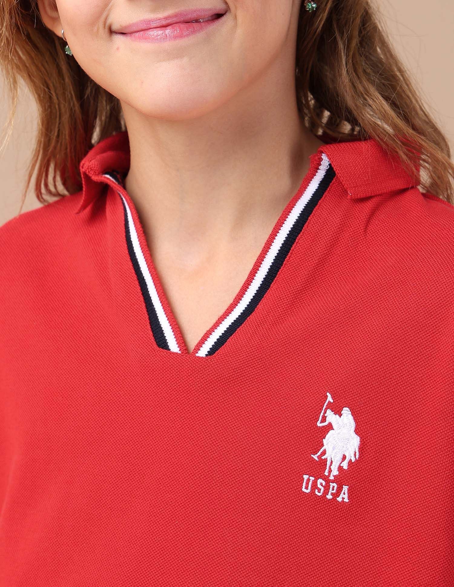 Girls Cotton Soccer Style Polo Shirt Red - U.S. POLO ASSN. | Large