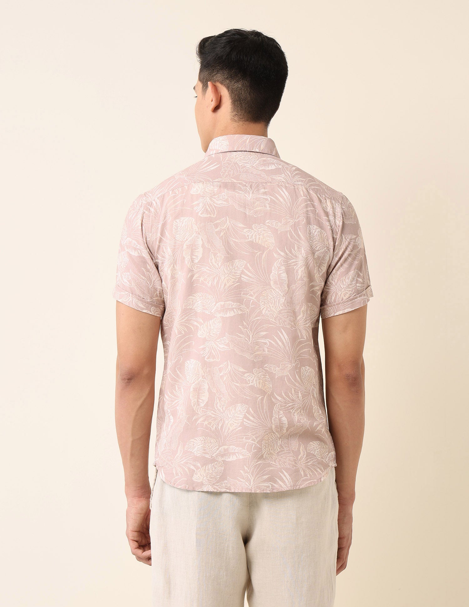 Tailored Fit Tropical Printed Shirt Peach - U.S. Polo Assn. India | Large
