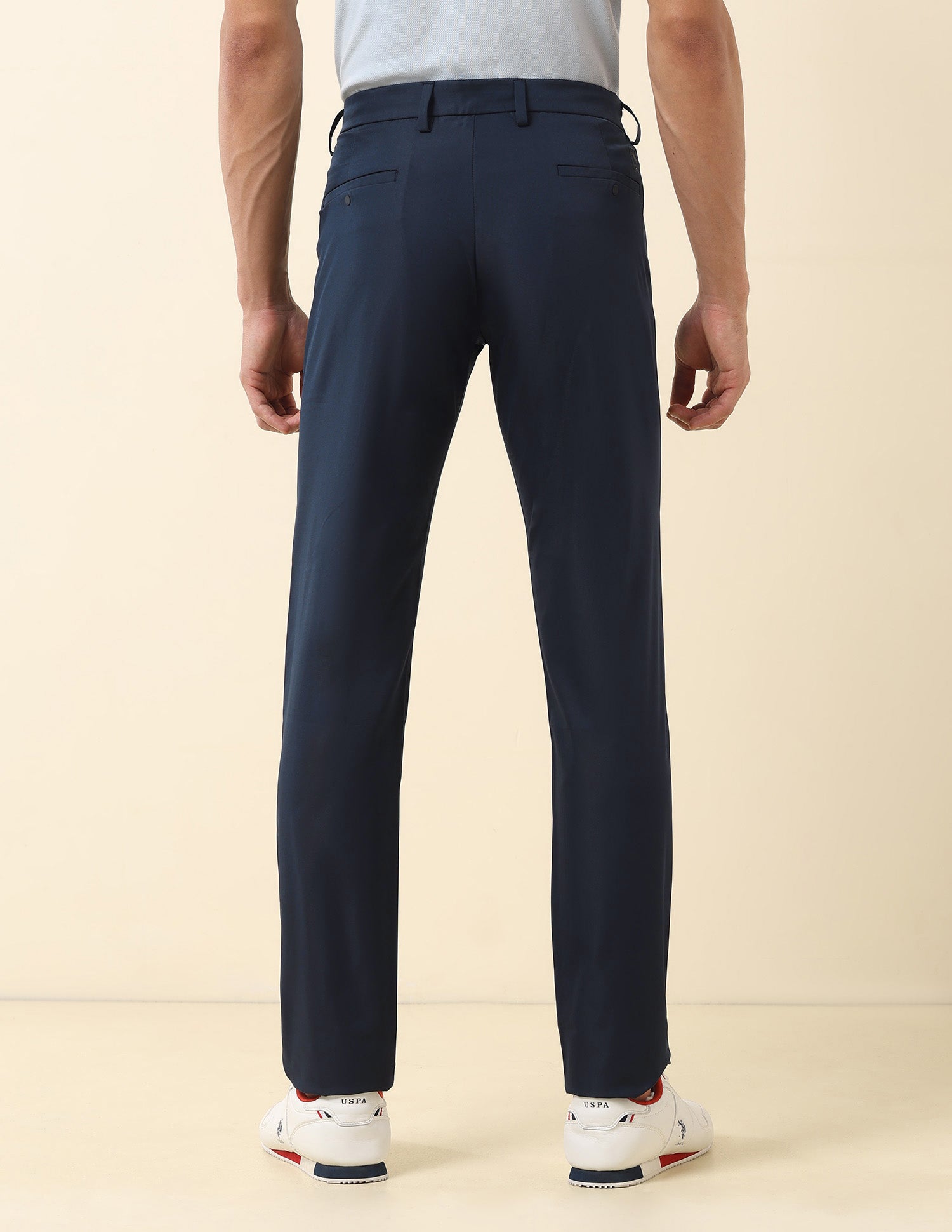 Solid Denver Slim Fit Trousers Navy - U.S. Polo Assn. India | Large