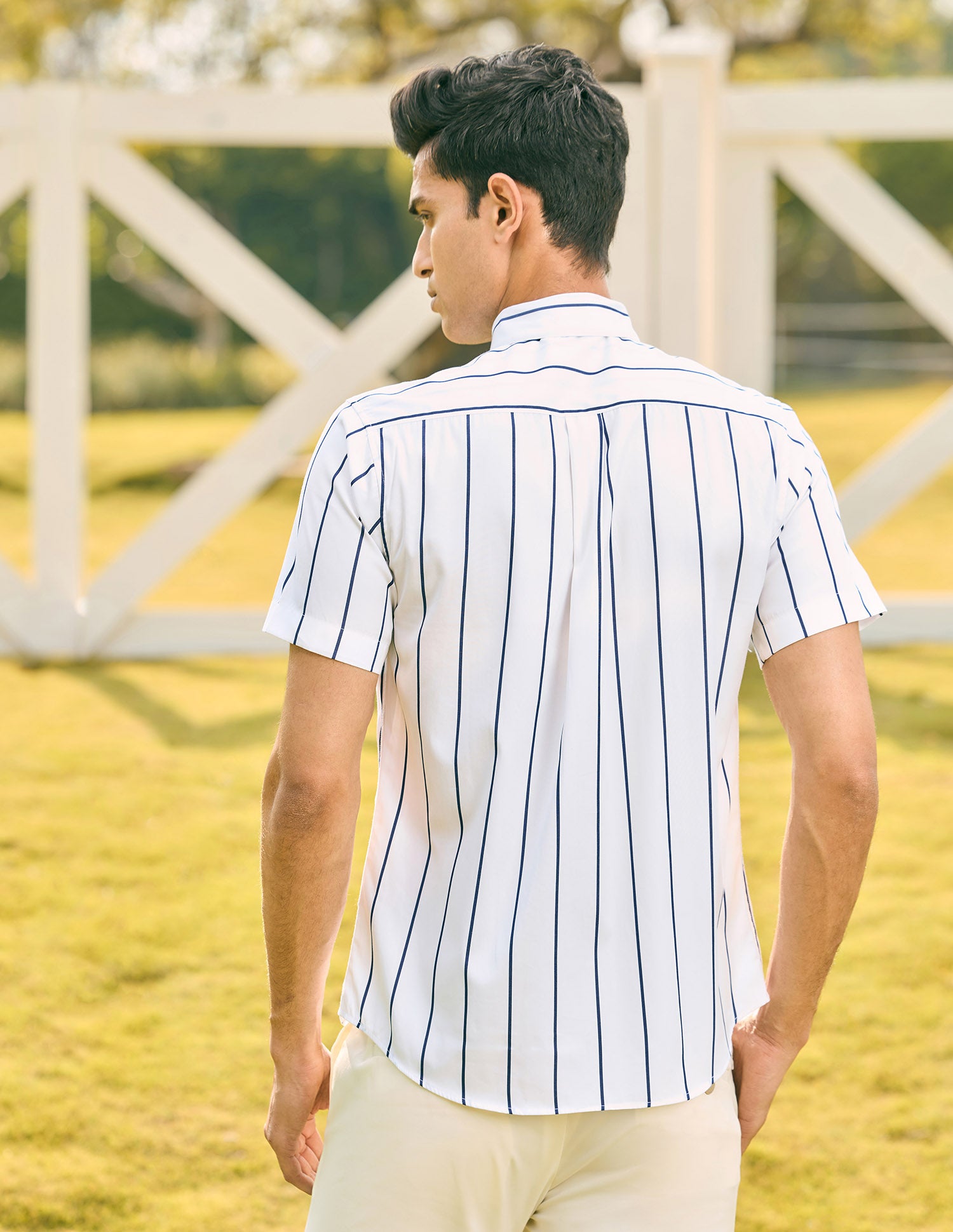 Pacho X Vertical Striped Tailored Fit Shirt White - U.S. POLO ASSN. | Large