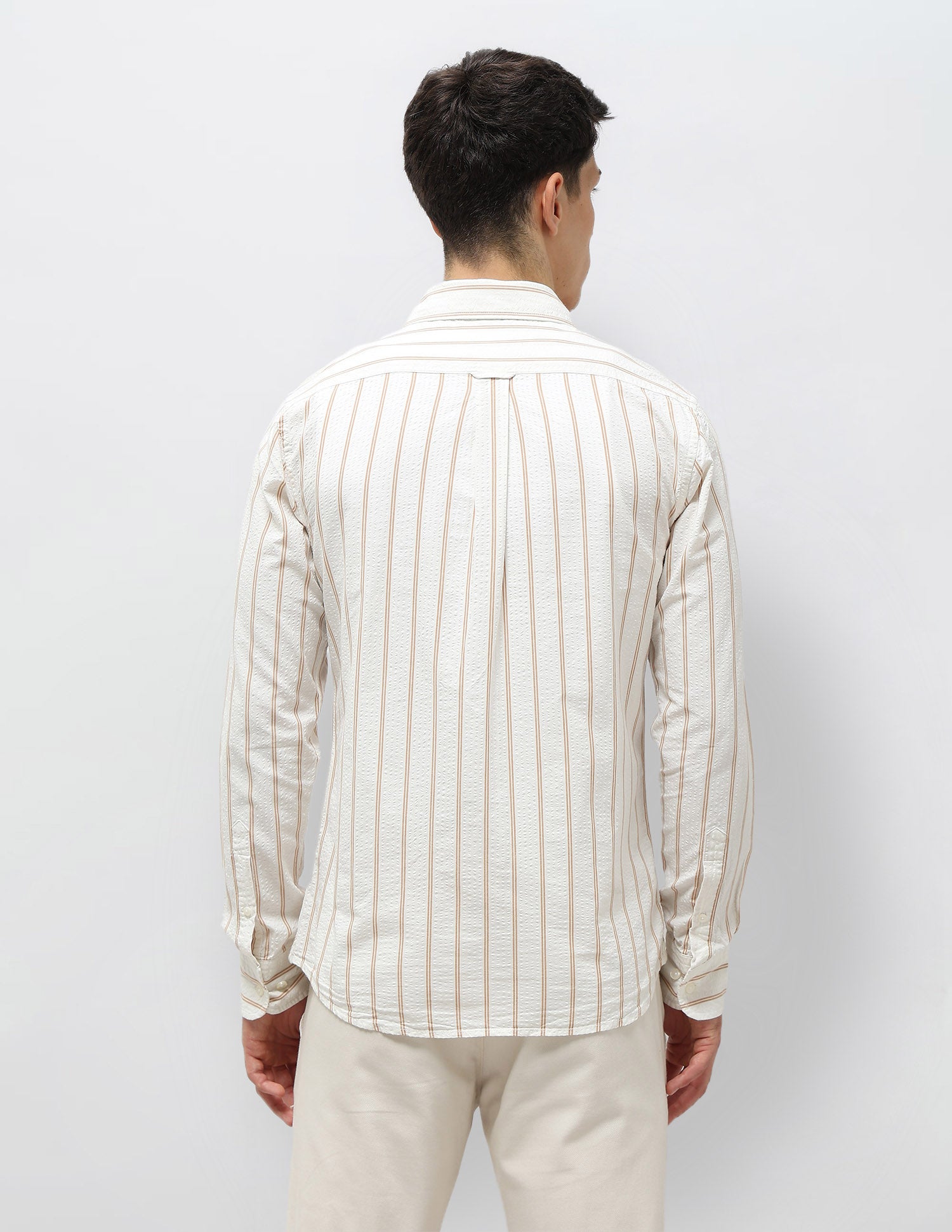 Vertical Striped Seersucker Shirt Off-White - U.S. Polo Assn. India | Large