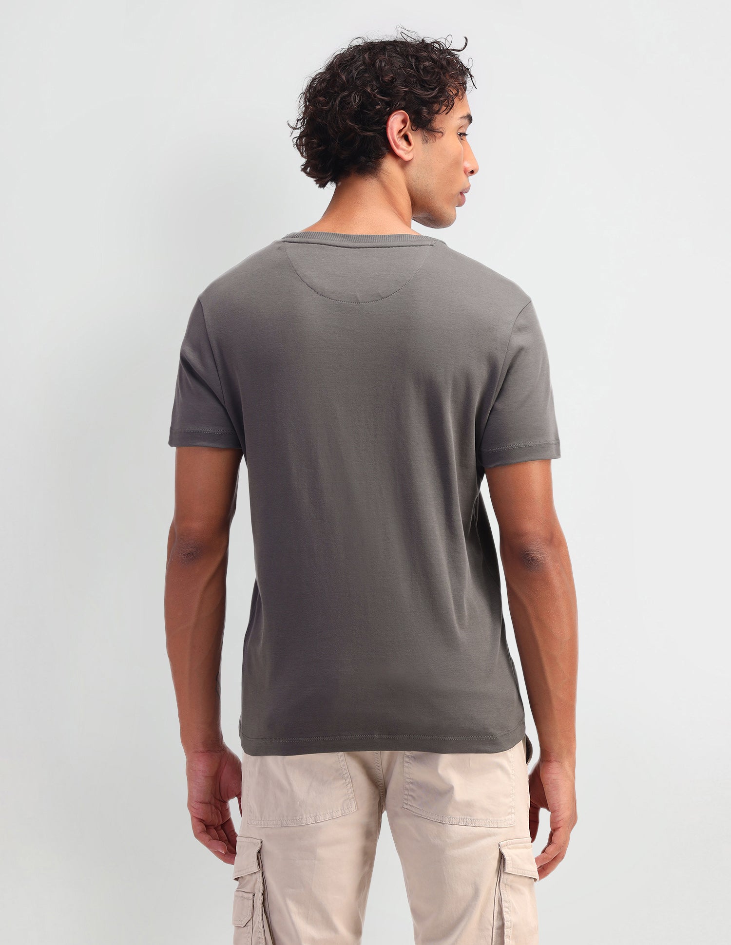 Brand Printed Pattern Muscle Fit T-Shirt Bgranite Grey - U.S. Polo Assn. India | Large