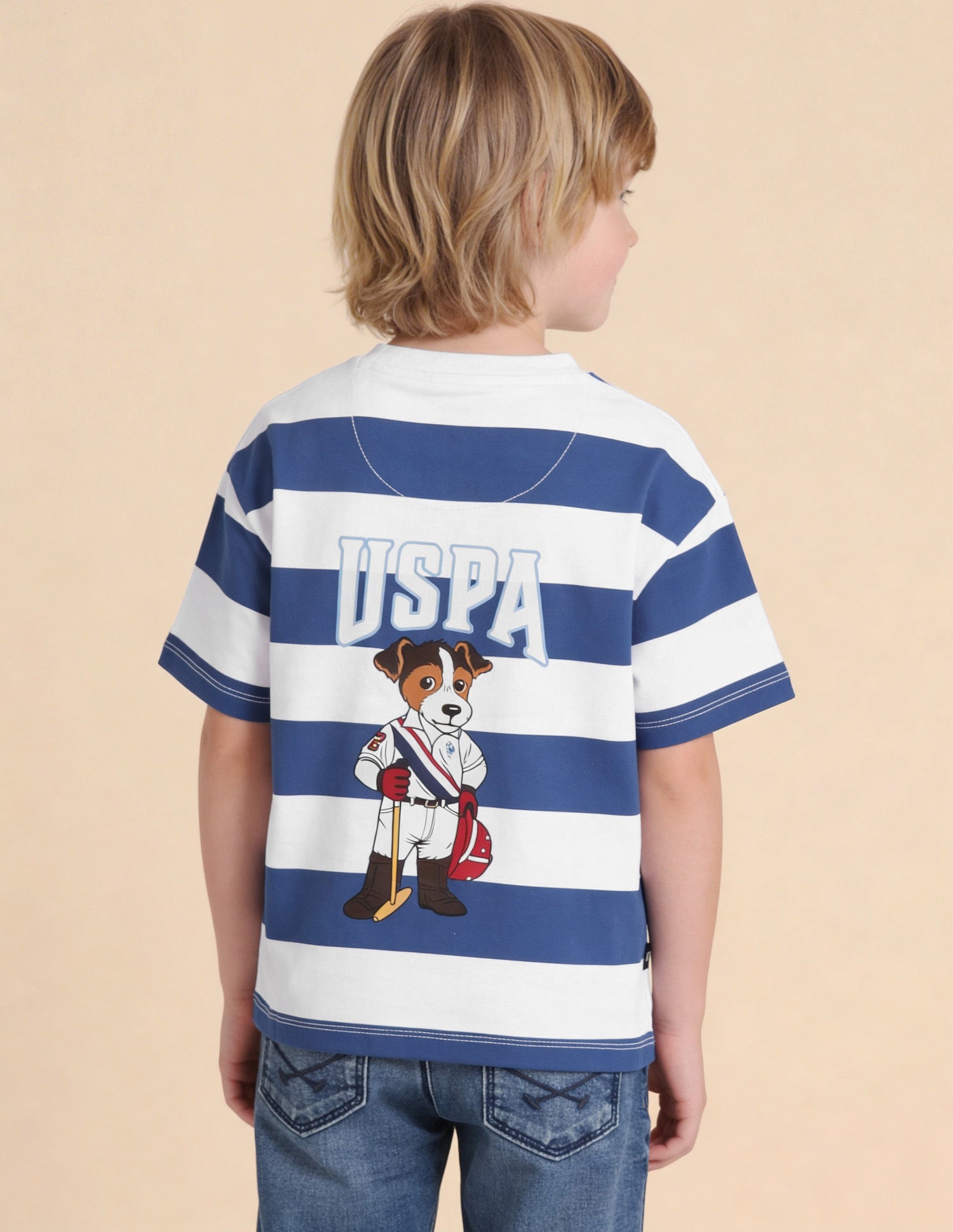 Horizontal Striped Oversized Fit T-Shirt Blue - U.S. Polo Assn. India | Large