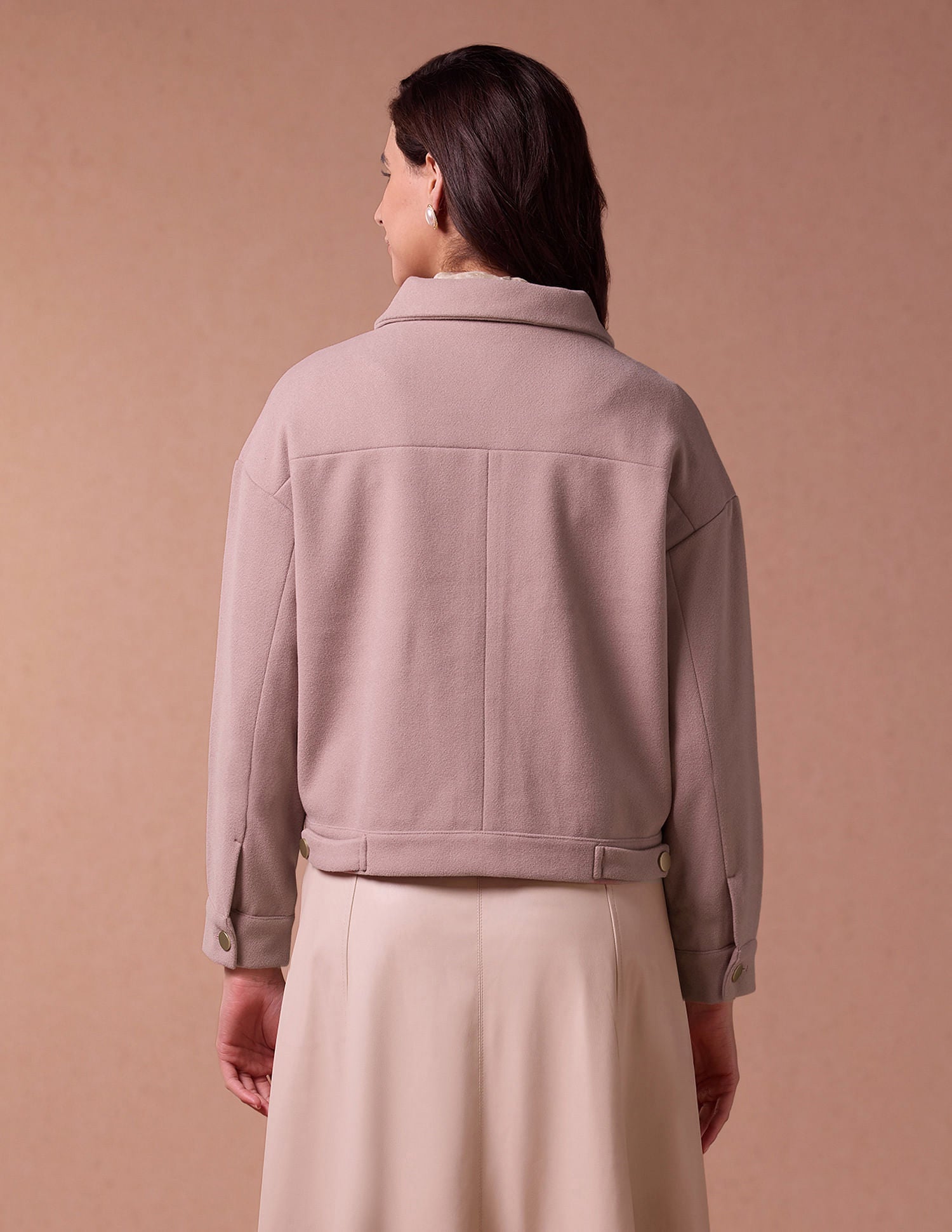 Crop Boxy Fit Felt Jacket Peach - U.S. POLO ASSN. | Large