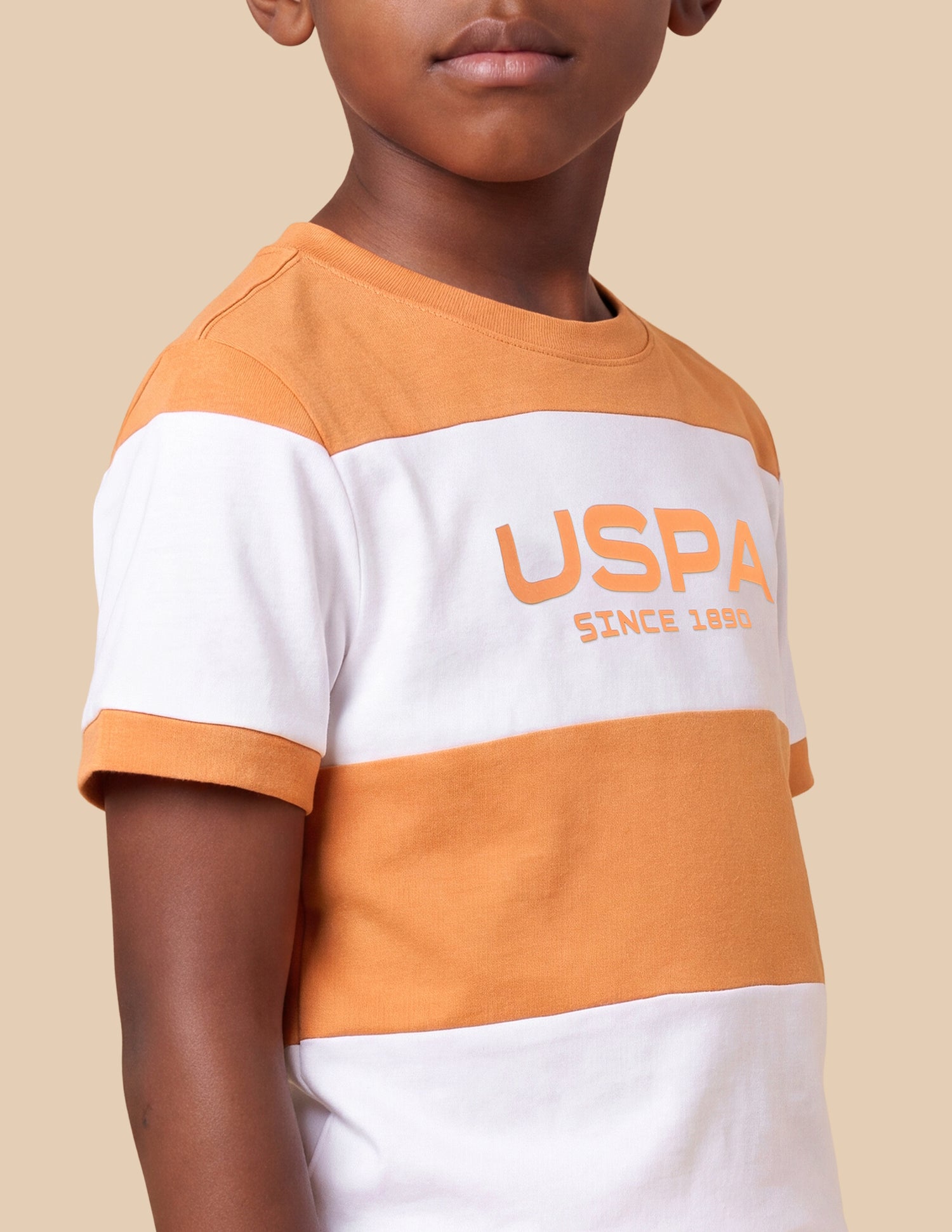 Horizontal Striped Regular Fit T-Shirt Orange - U.S. Polo Assn. India | Large