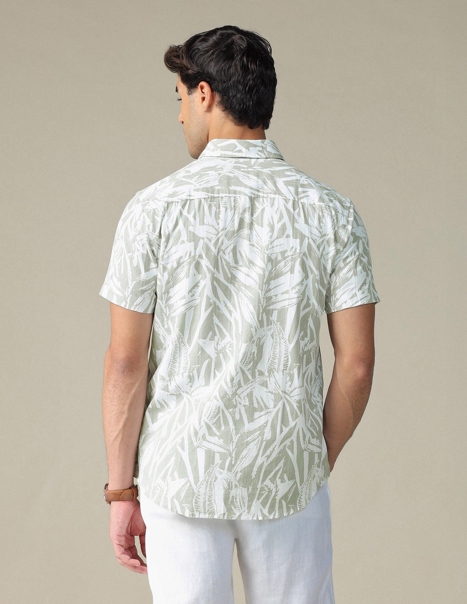 Tropical Printed Dobby Shirt Green - U.S. POLO ASSN. | Large