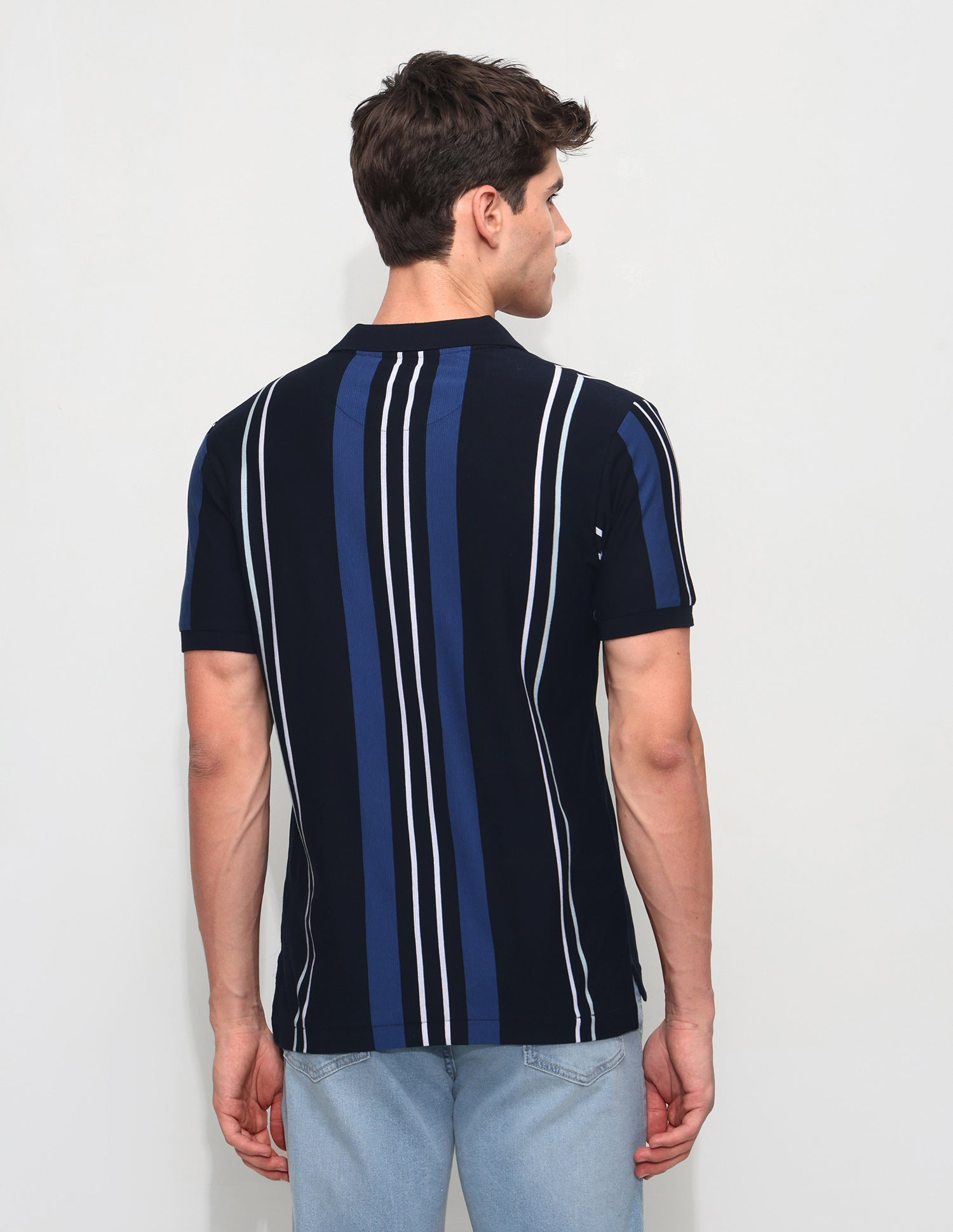 Vertical Striped Slim Fit Polo Shirt Navy - U.S. Polo Assn. India | Large