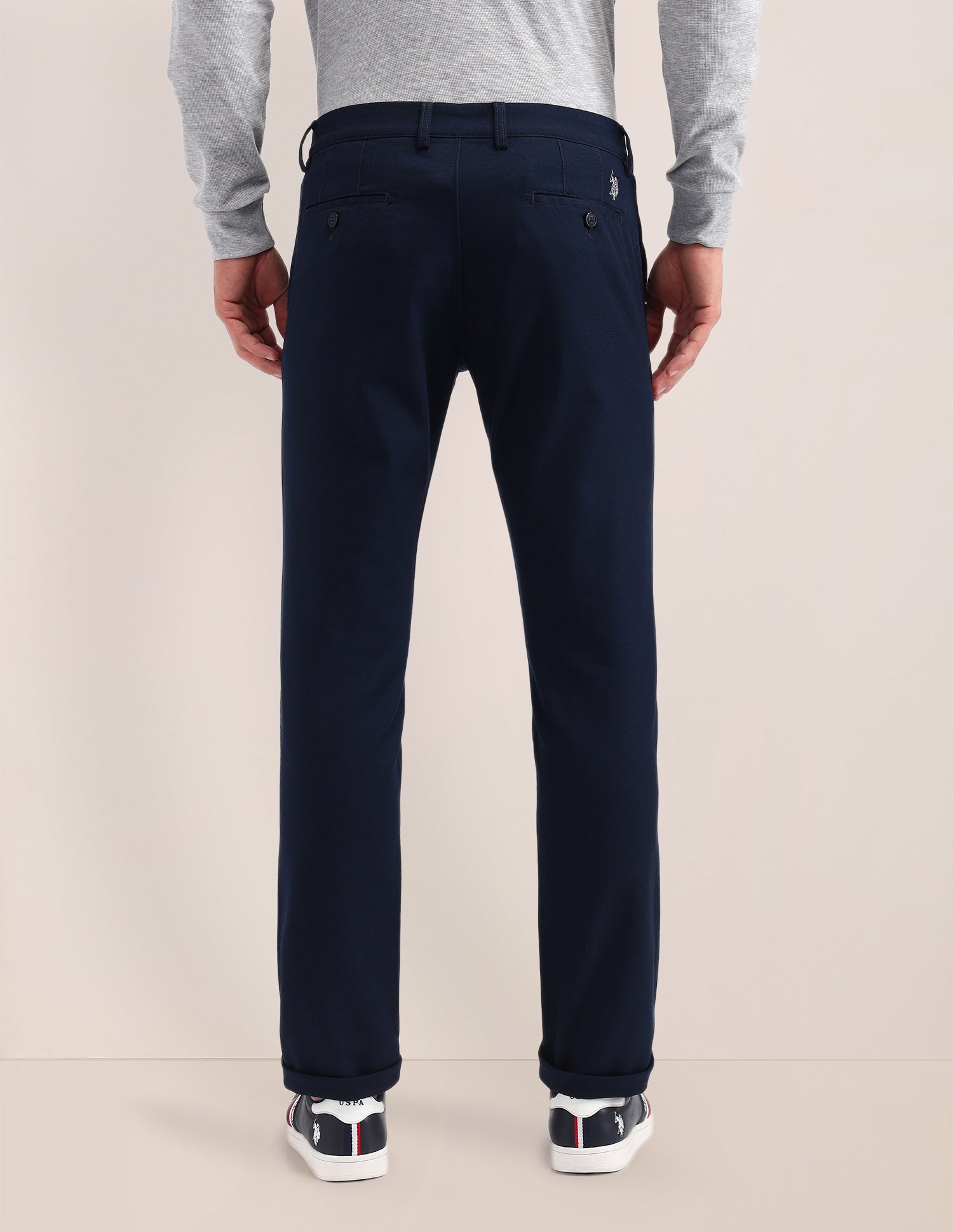 Denver Slim Fit Solid Trousers Navy - U.S. POLO ASSN. | Large