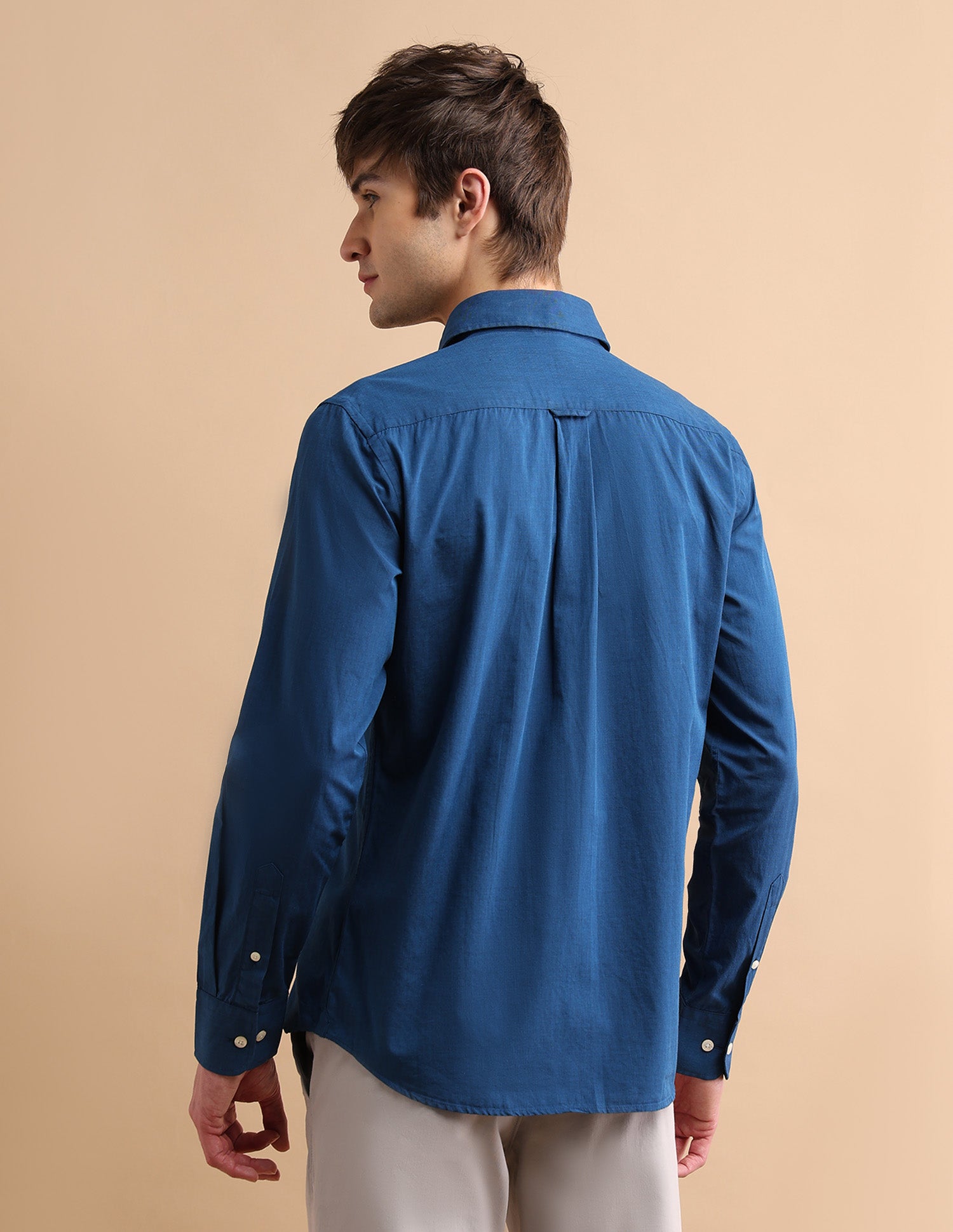 Textured Cotton Shirt Dark Blue - U.S. POLO ASSN. | Large