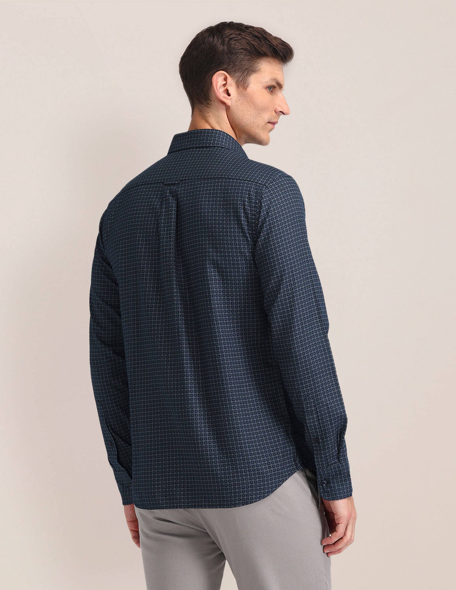 Tailored Fit Printed Shirt Blue - U.S. Polo Assn. India | Large