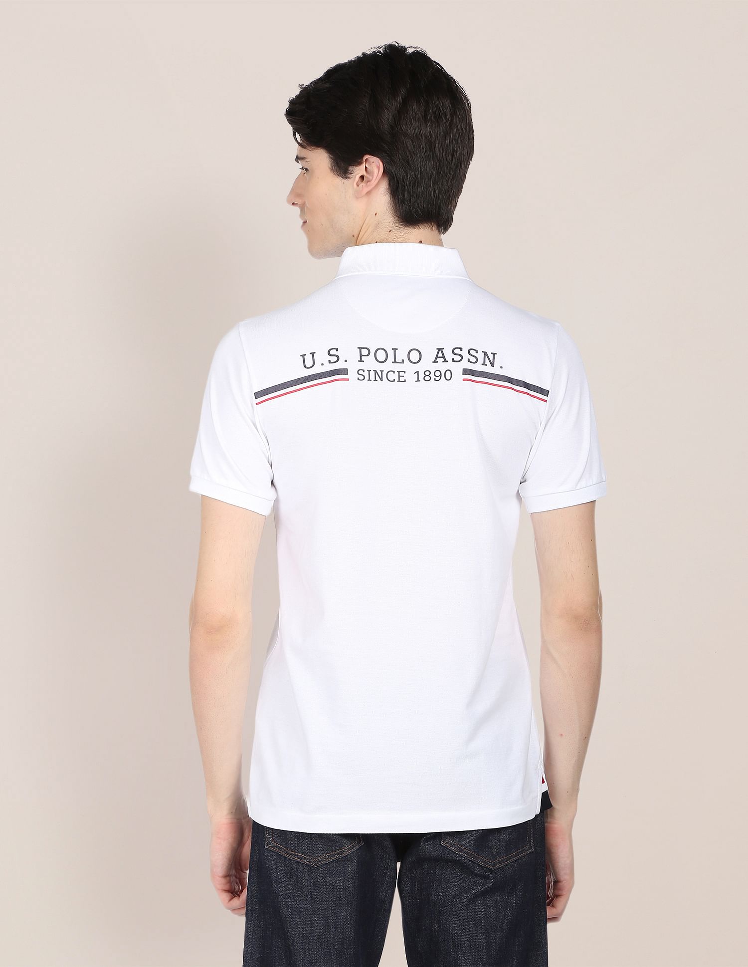 Zipper Cotton Polo Shirt White - U.S. Polo Assn. India | Large