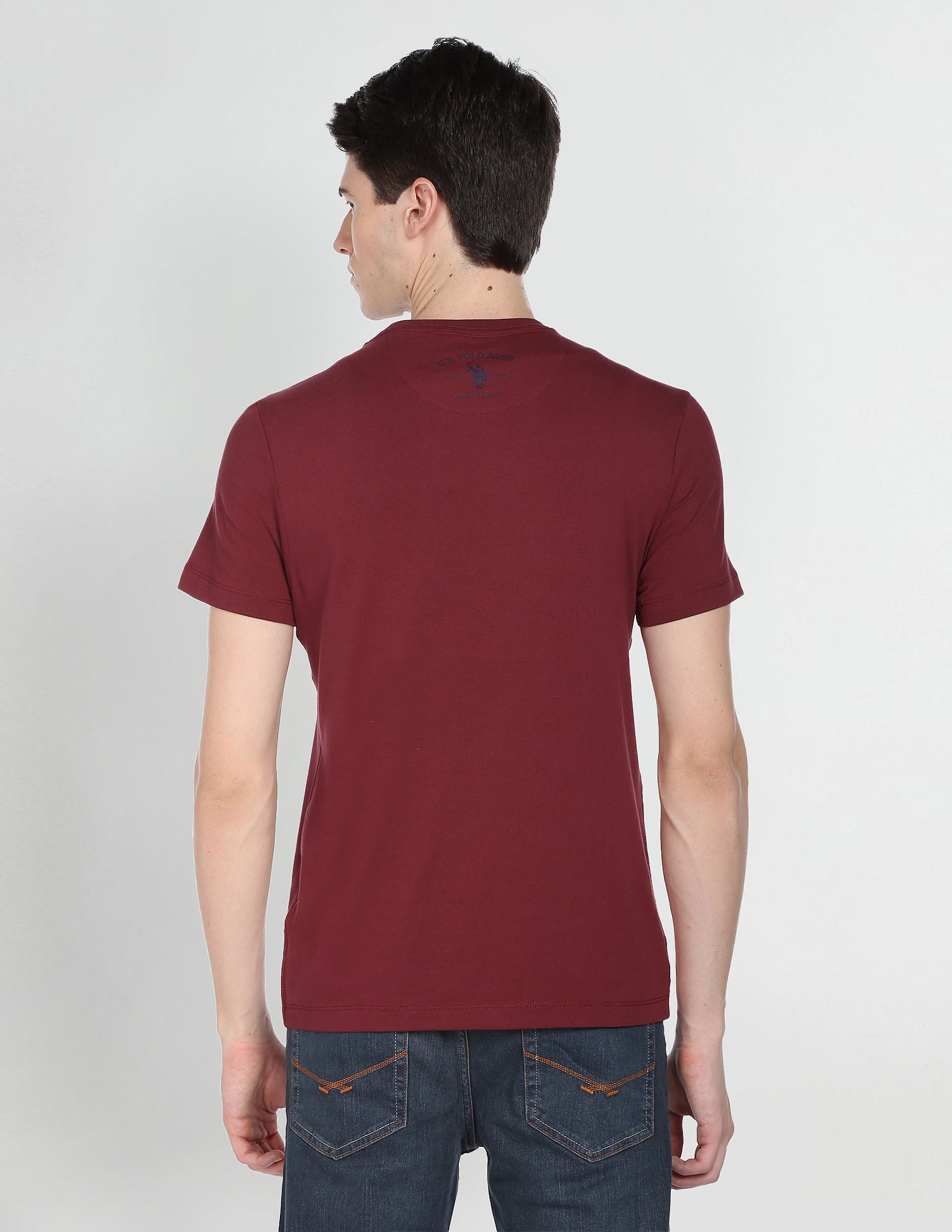 Iconic Metallic Brand Print T-Shirt Maroon - U.S. Polo Assn. India | Large
