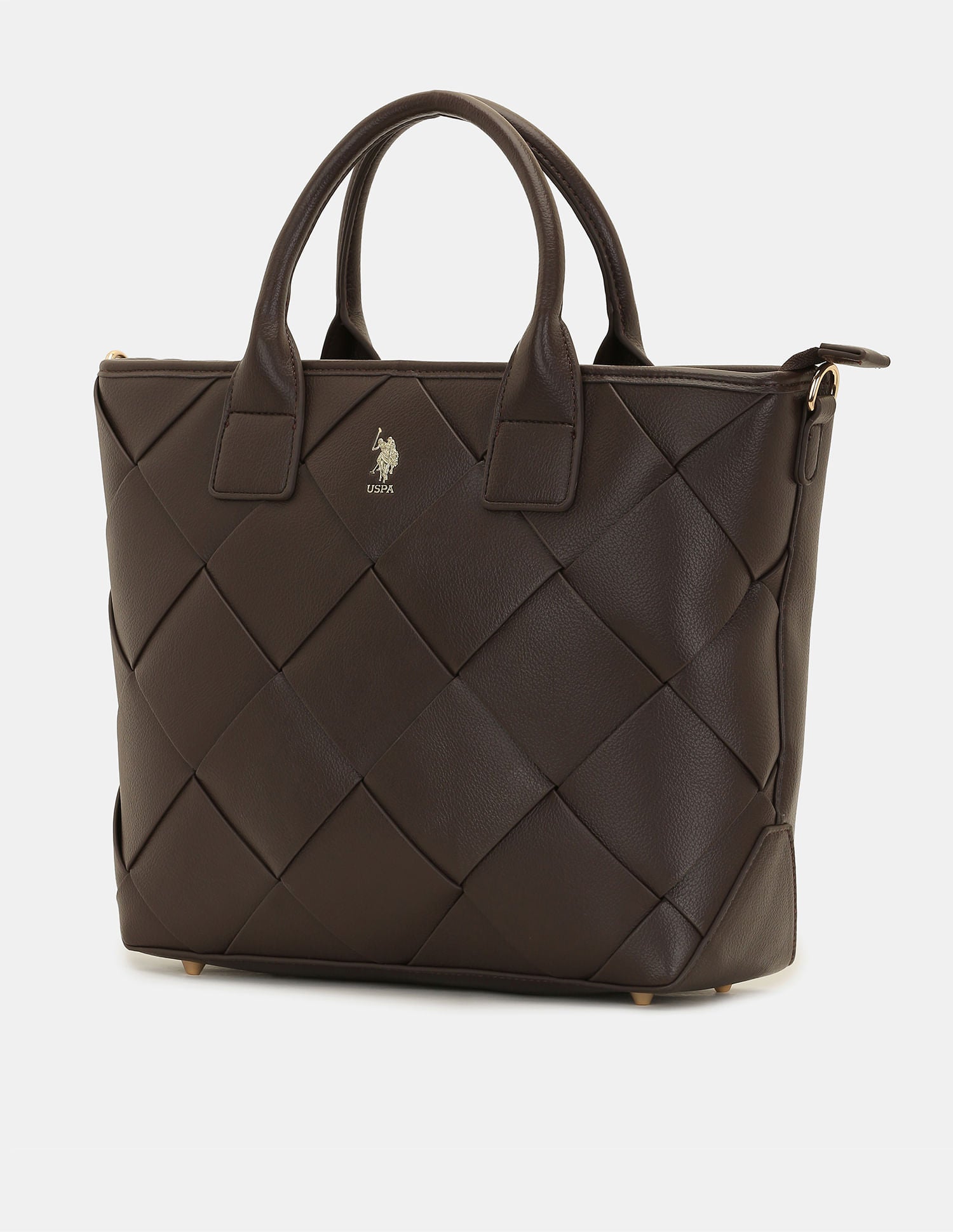 Women Bayla Textured Tote Bag with Detachable Sling Brown - U.S. POLO ASSN. | Large