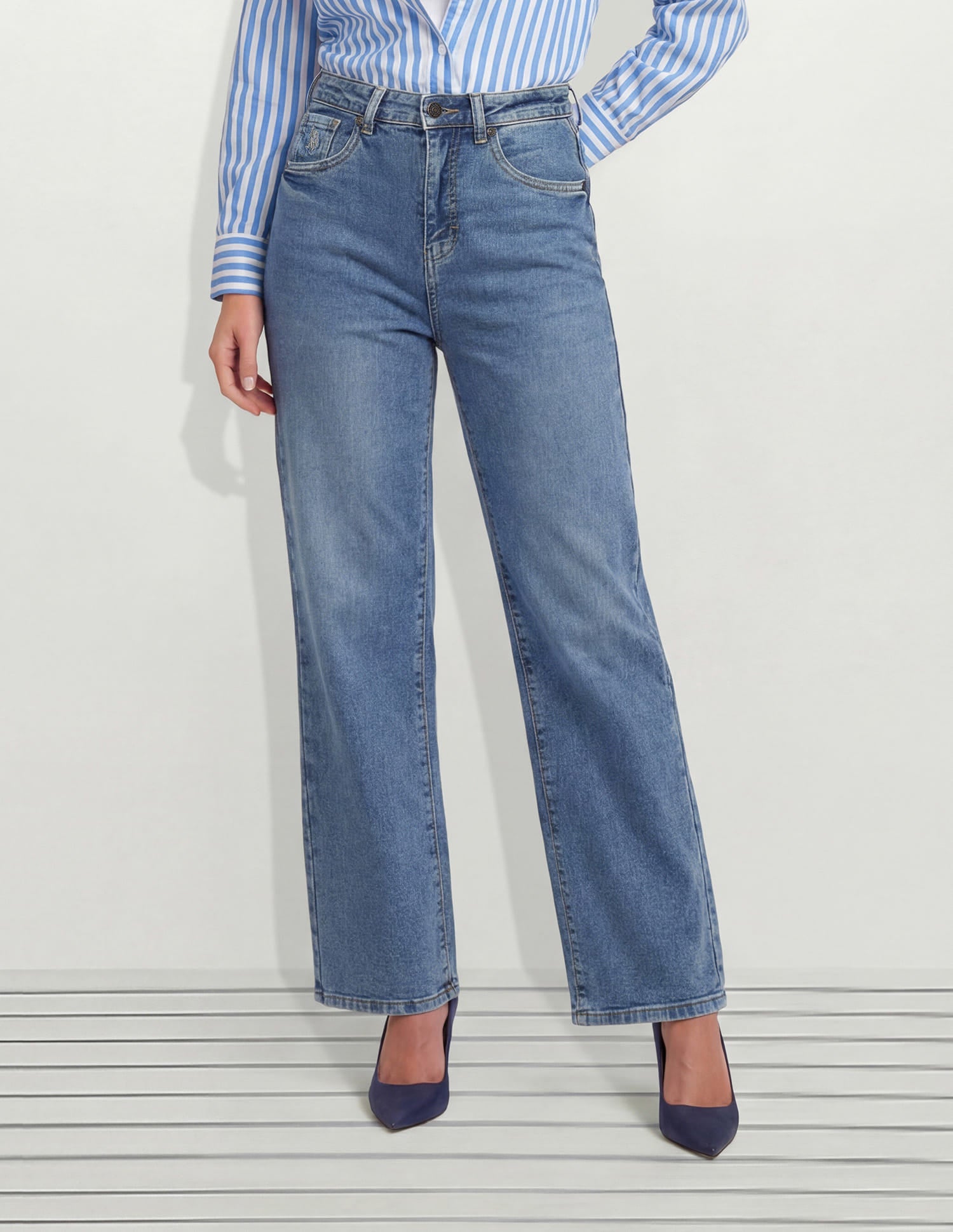 High Rise Straight Fit Jeans Blue - U.S. Polo Assn. India | Large