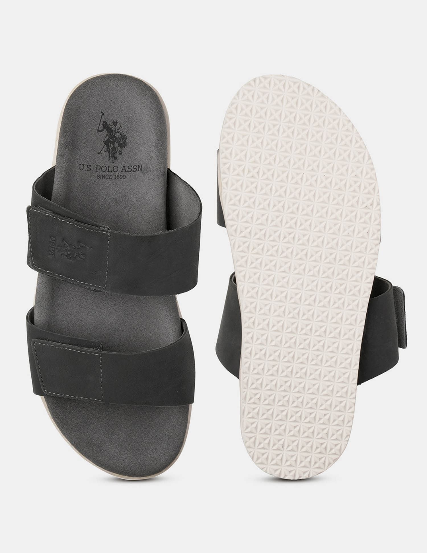 Men Griz Velcro Slippers Grey - U.S. POLO ASSN. | Large