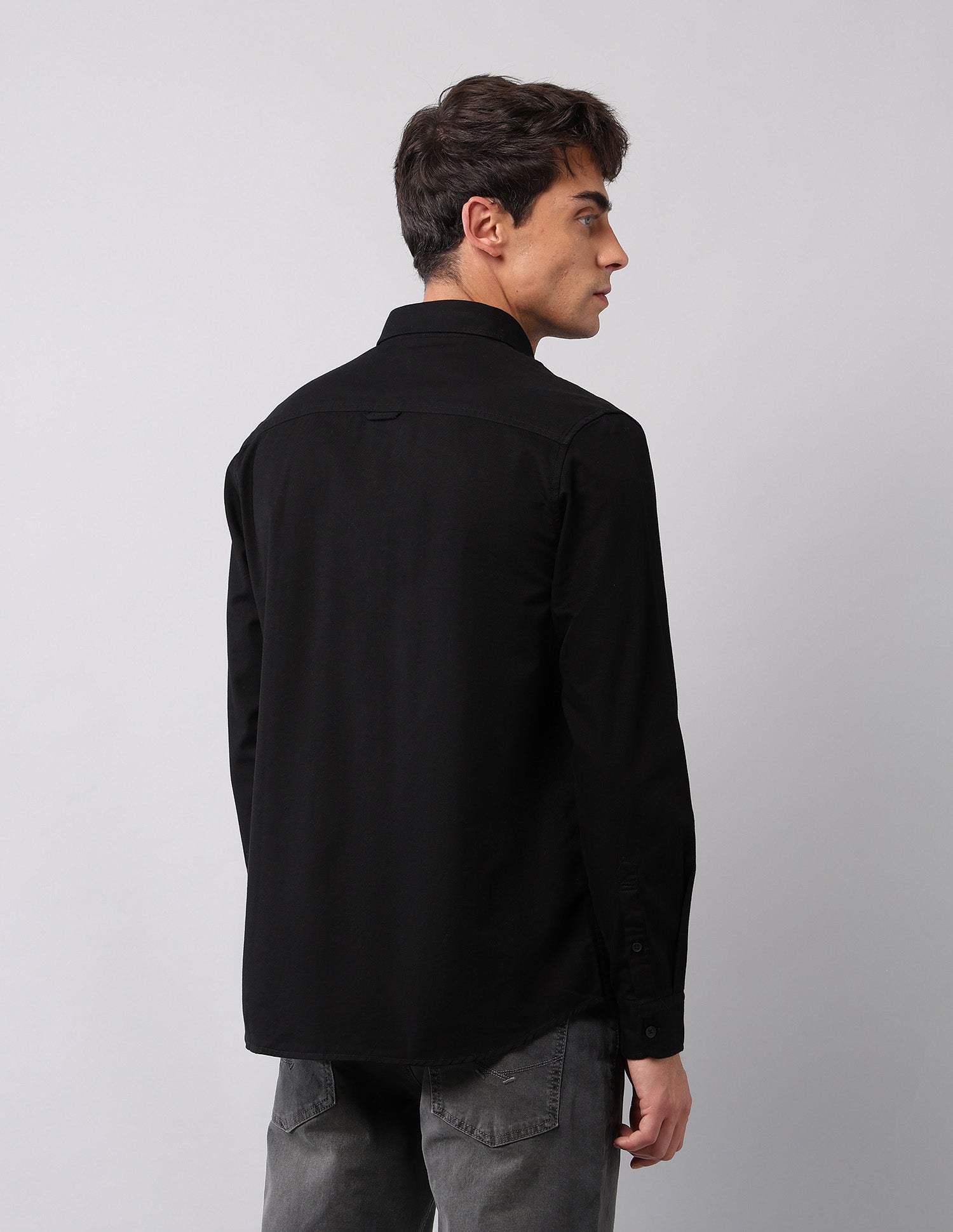 Textured Pure Cotton Shirt Black - U.S. Polo Assn. India | Large