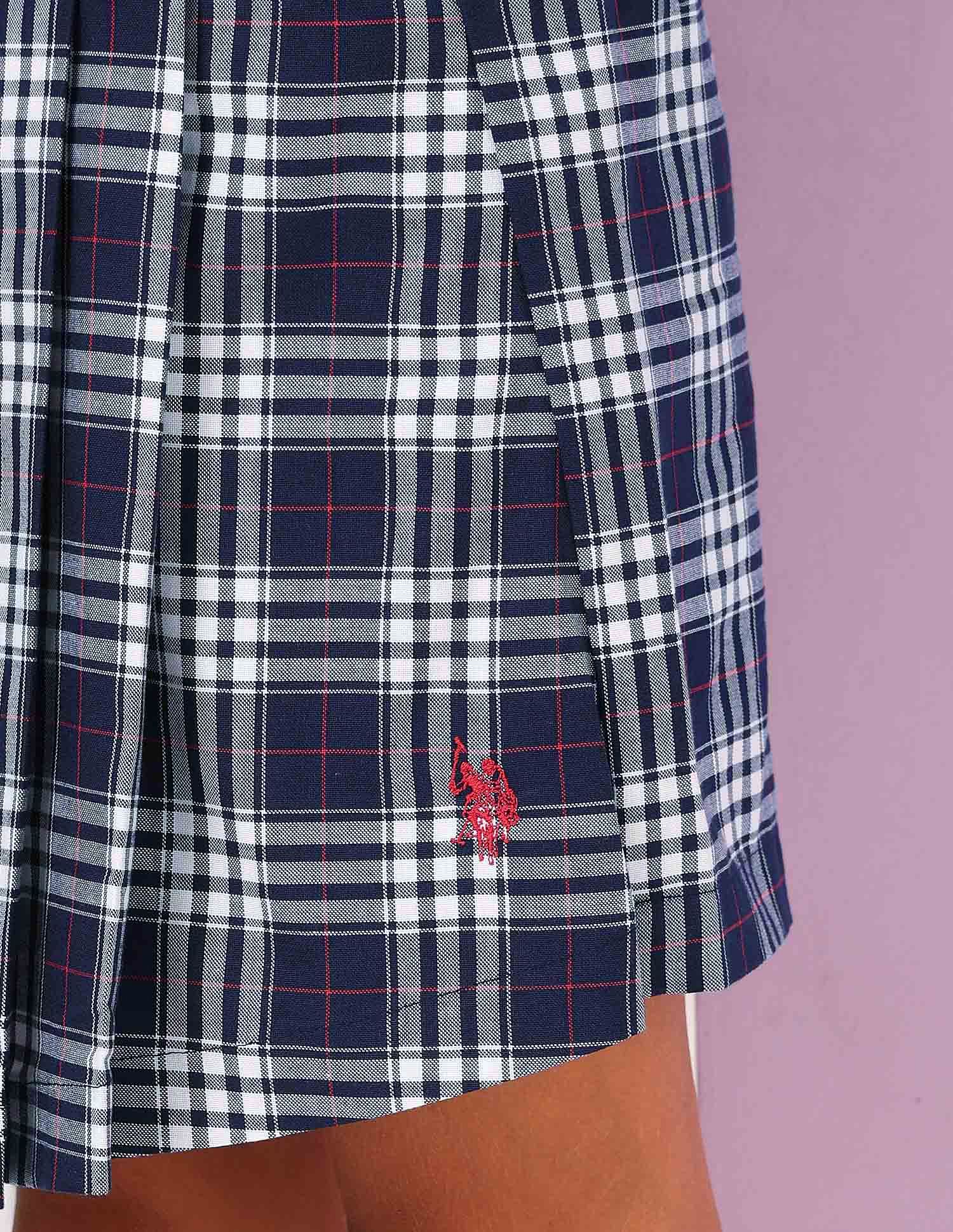 Girls Tartan Checked Skorts Navy - U.S. POLO ASSN. | Large