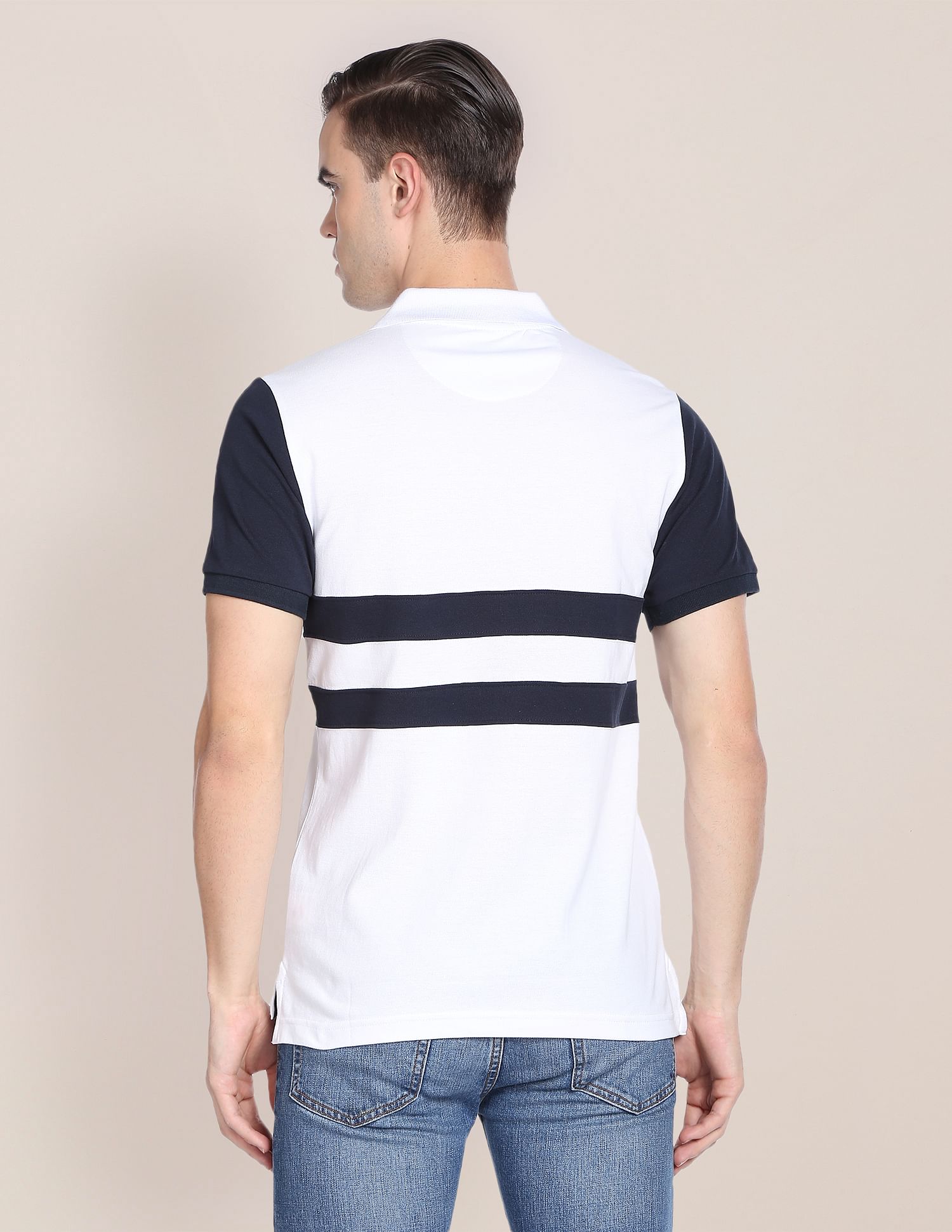 Colour Block Cotton Polo Shirt White - U.S. POLO ASSN. | Large