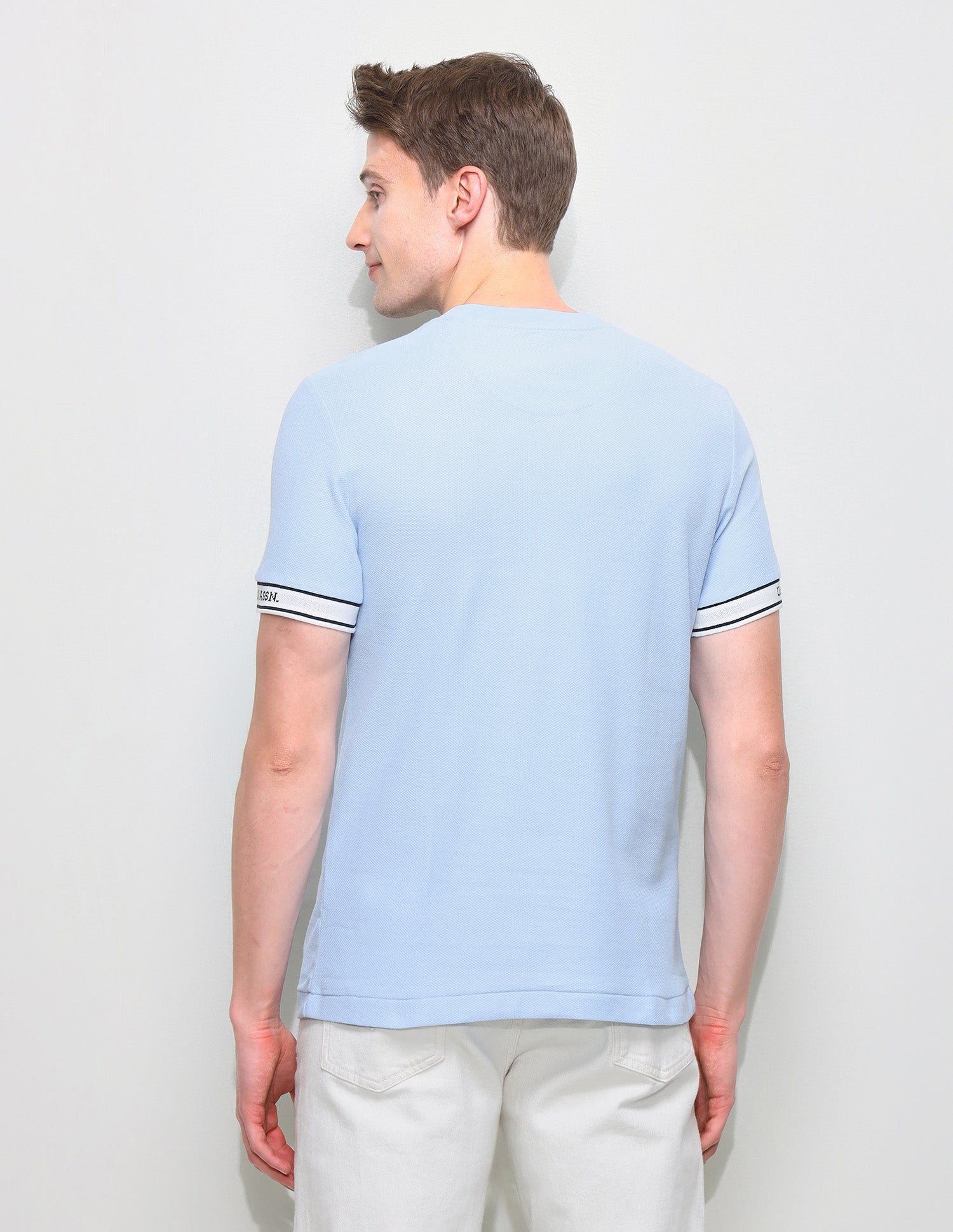 Solid Slim Fit T-Shirt Light Blue - U.S. Polo Assn. India | Large