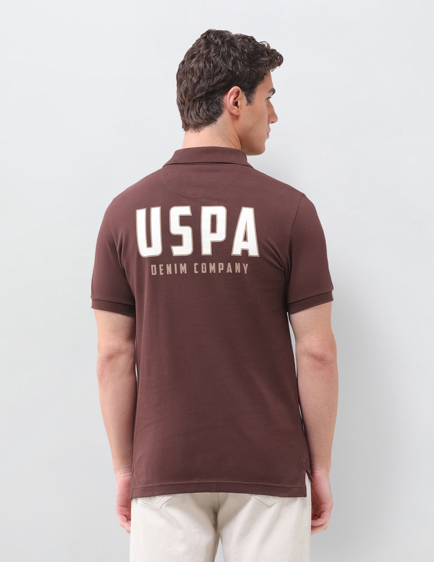 Brand Printed Slim Fit Polo Shirt Brown - U.S. Polo Assn. India | Large