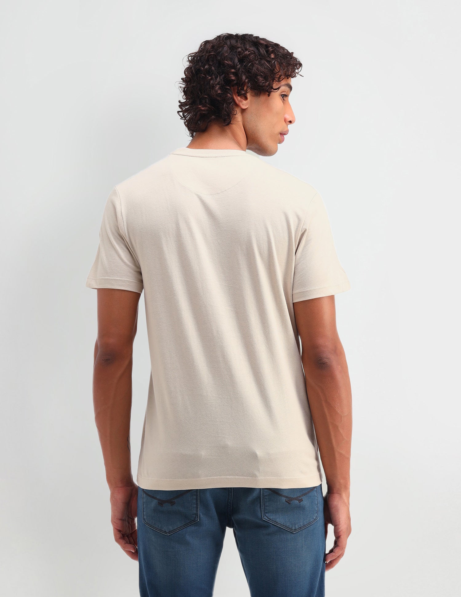 Brand Printed Muscle Fit T-Shirt Beige - U.S. Polo Assn. India | Large