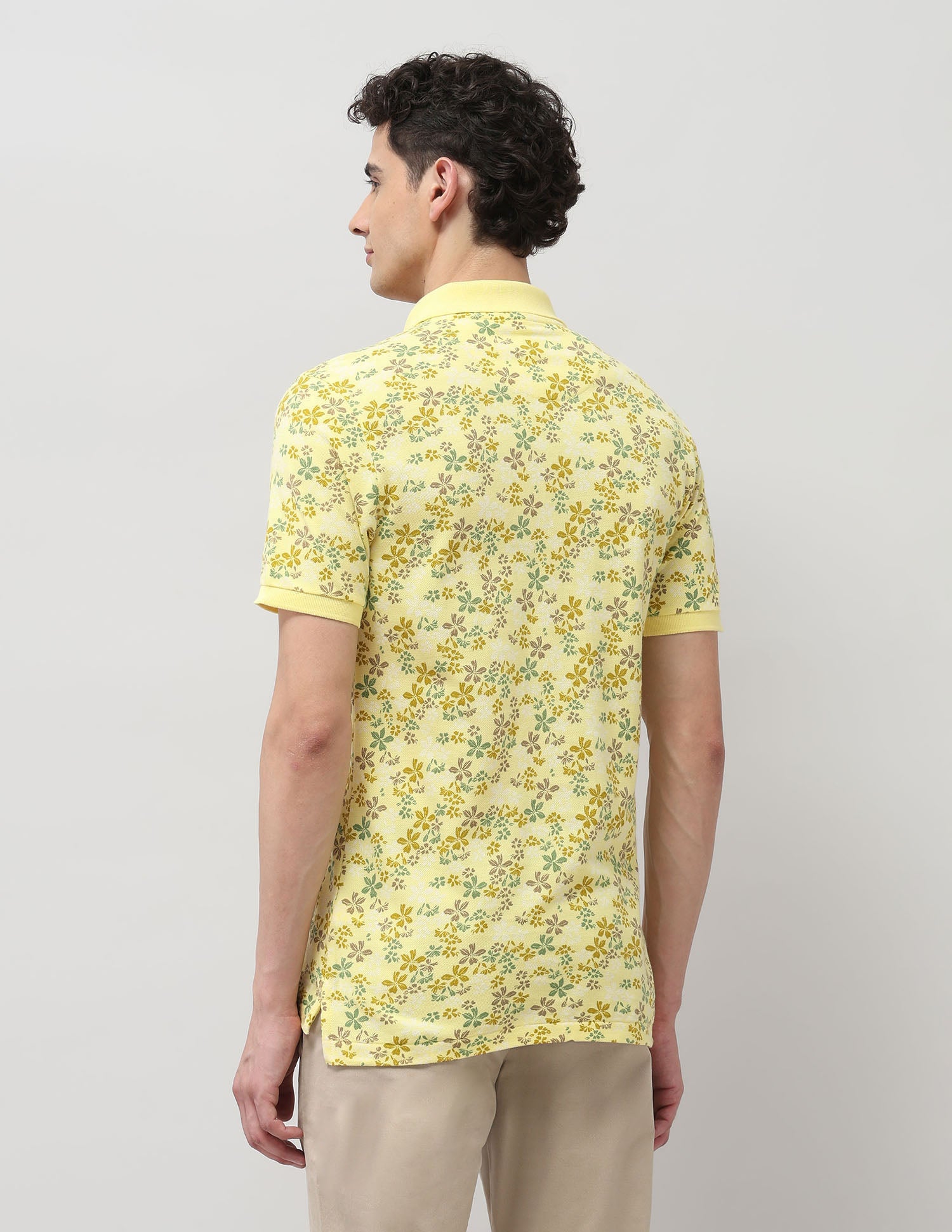 Pure Cotton Floral Printed Polo Shirt Yellow - U.S. Polo Assn. India | Large