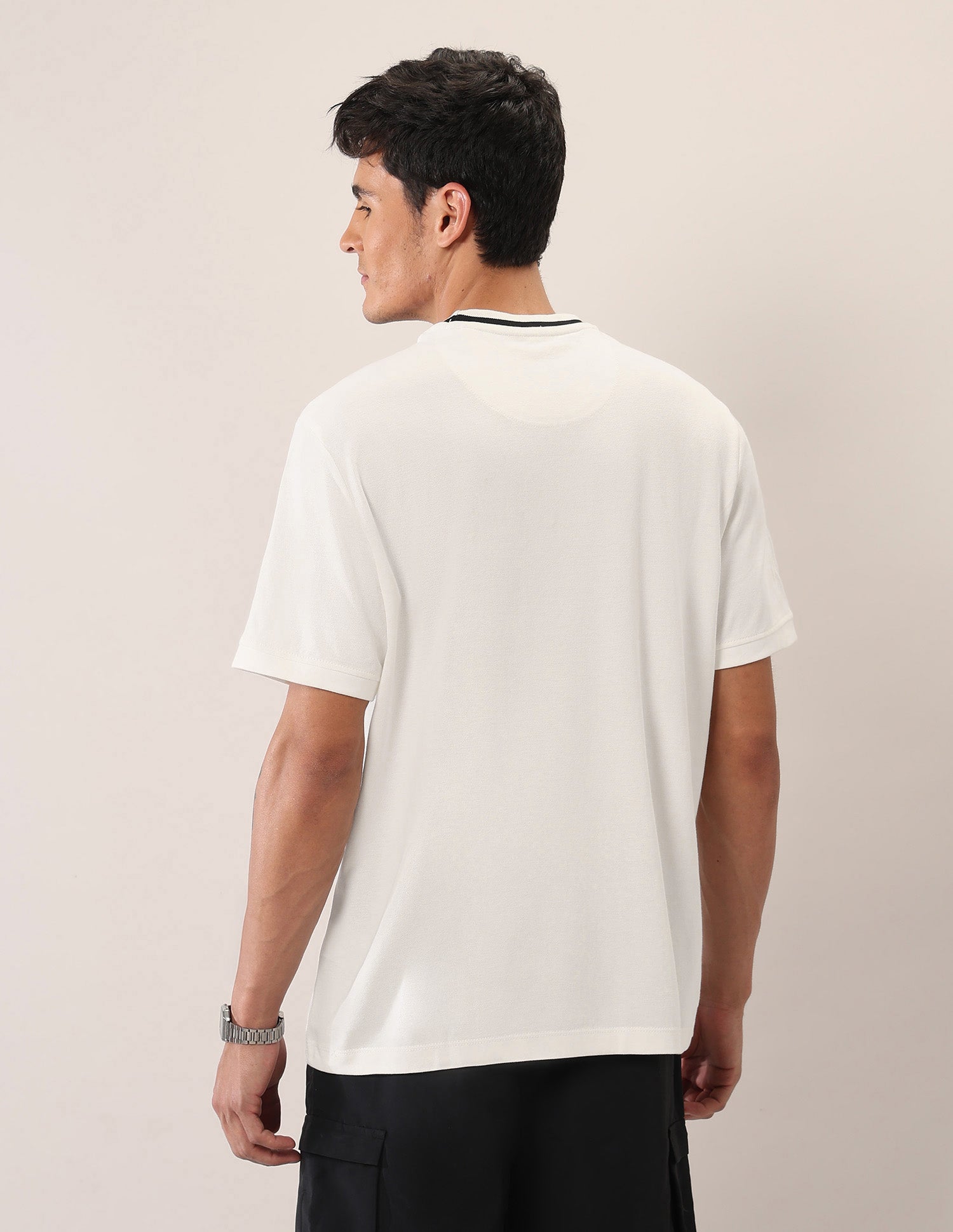 Relaxed Fit Pure Cotton T-Shirt Ivory - U.S. Polo Assn. India | Large