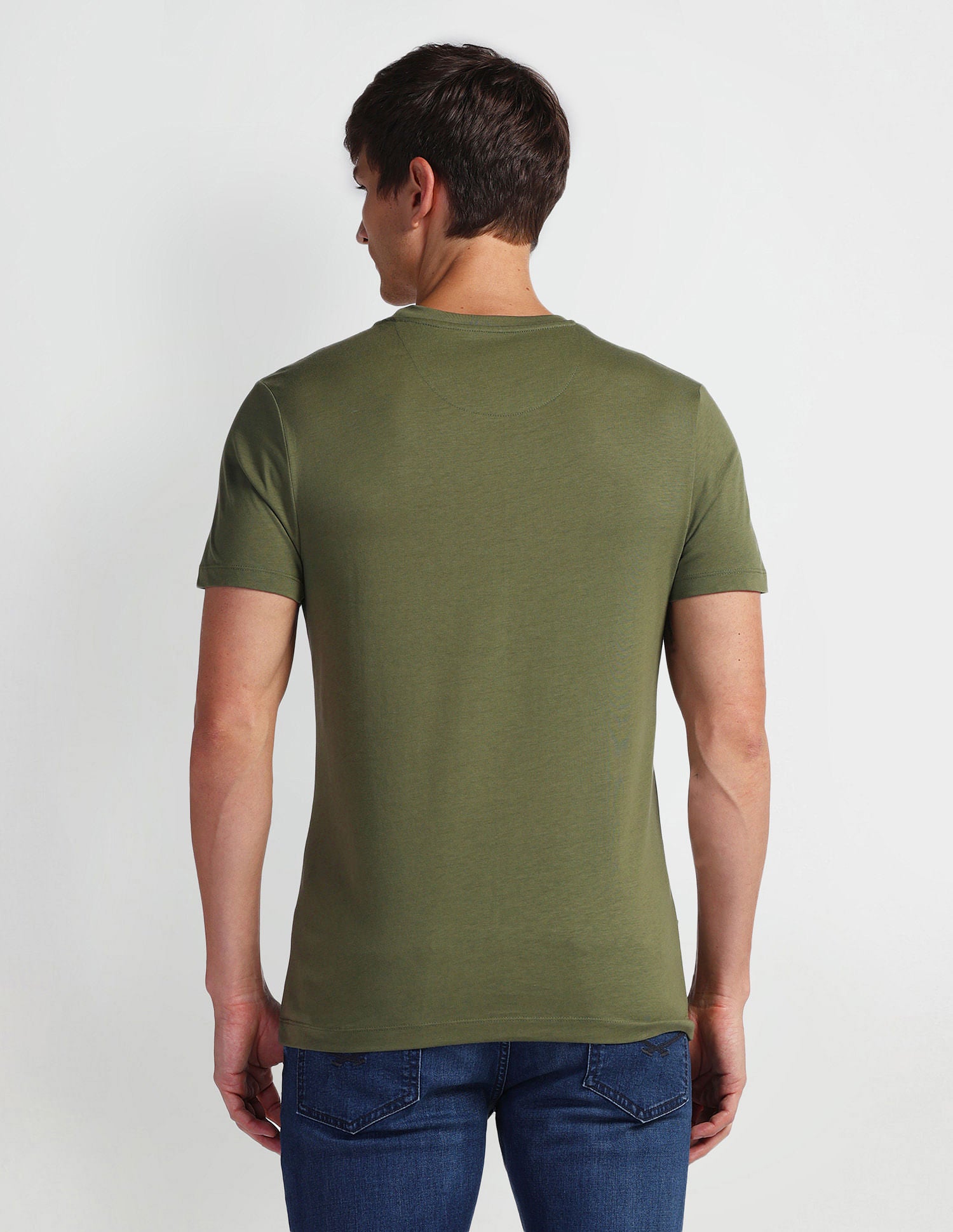 Brand Print Muscle Fit T-Shirt Olive - U.S. Polo Assn. India | Large